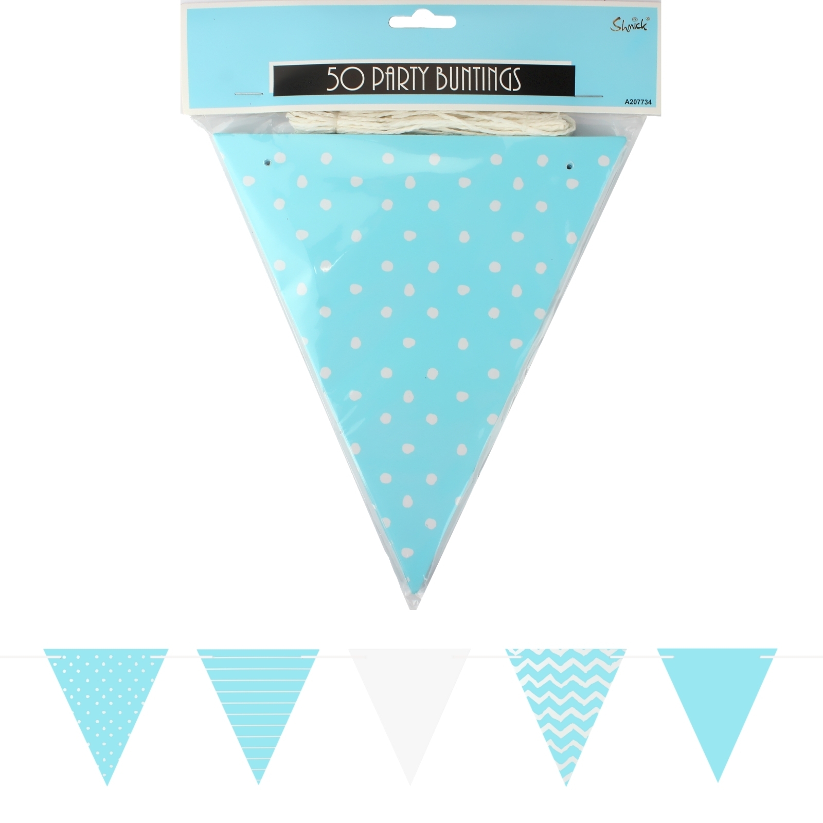 Pastel Blue and White Dots Stripes Chevron Flag Banner