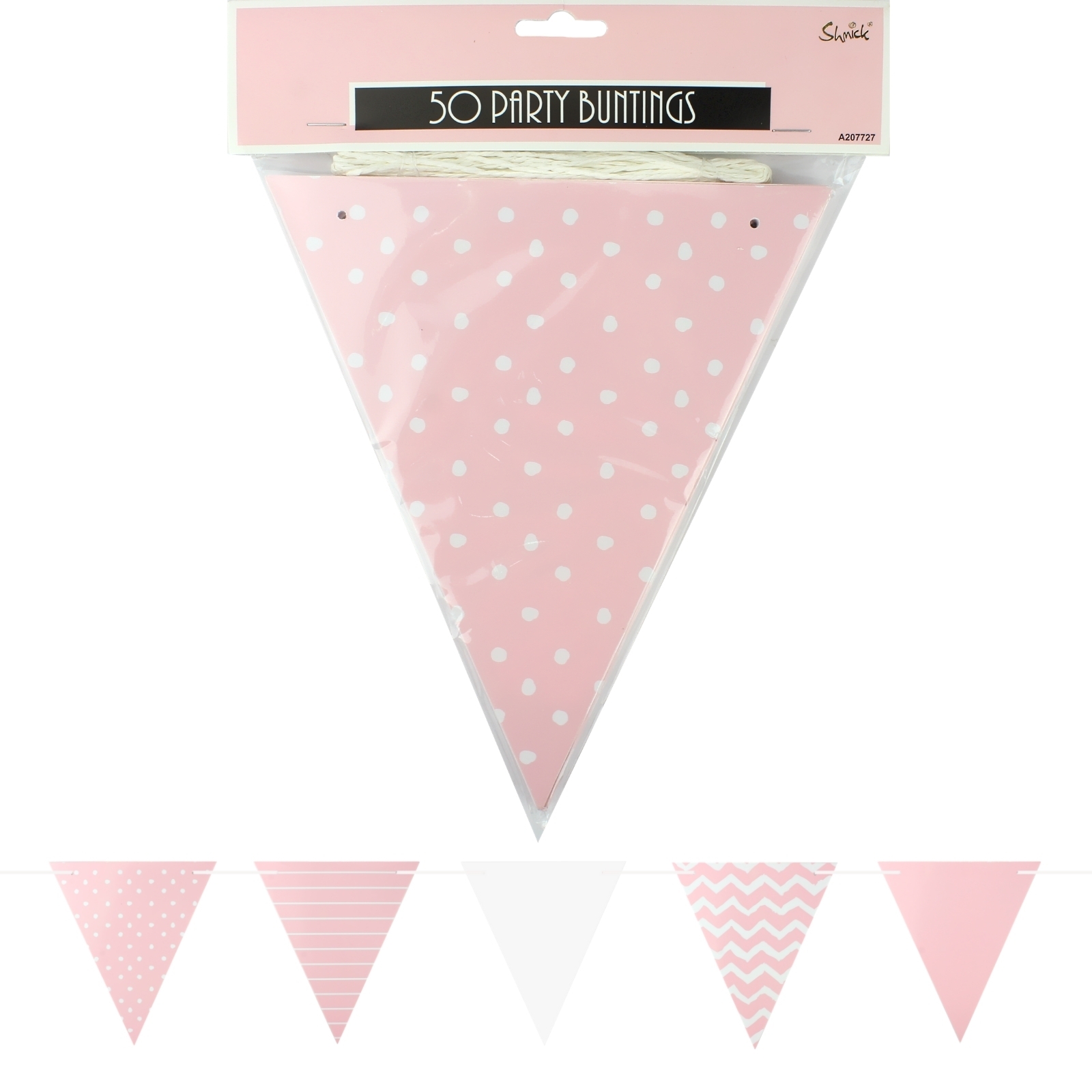 Pastel Pink and White Dots Stripes Chevron Flag Banner