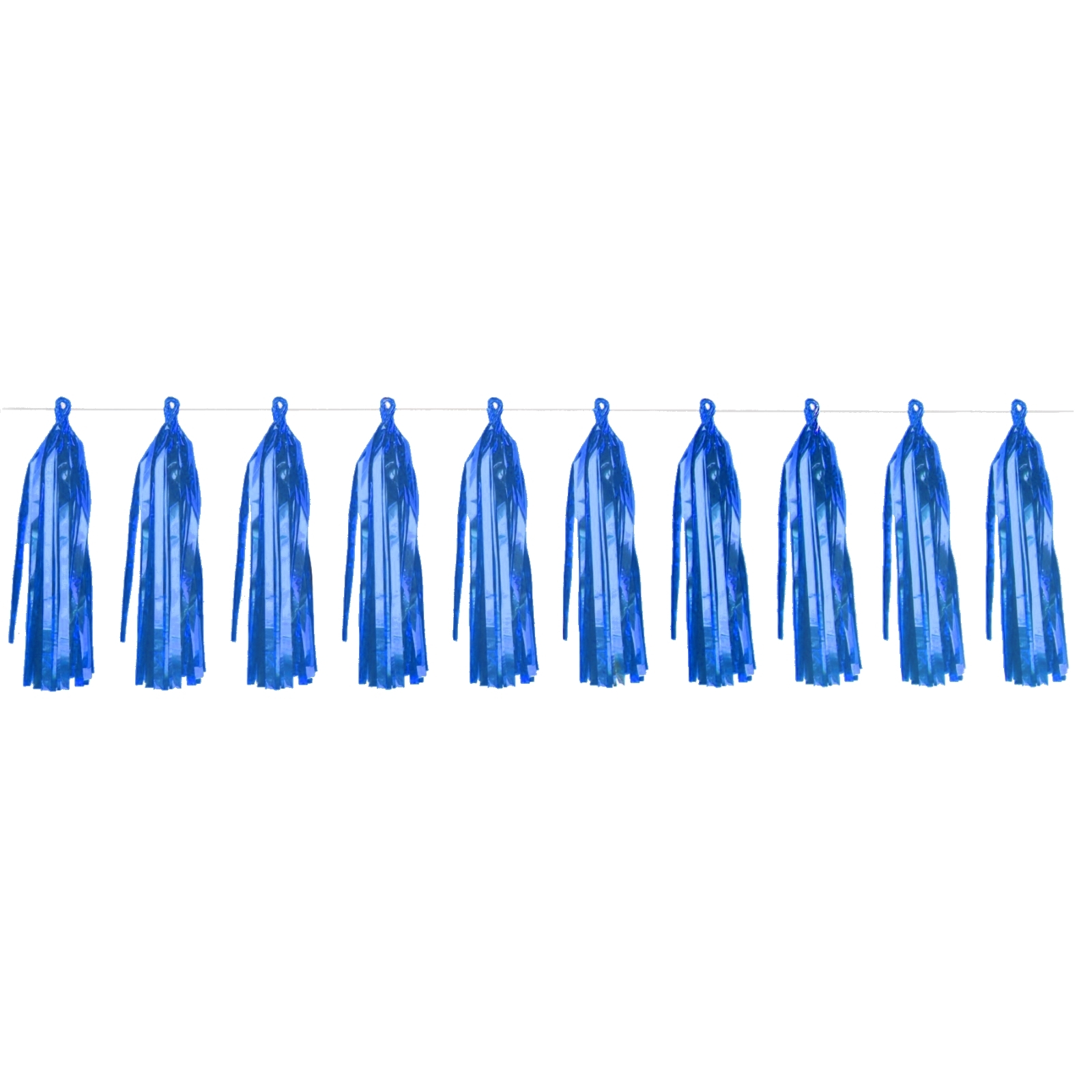 Blue Metallic Foil Tassel Garland