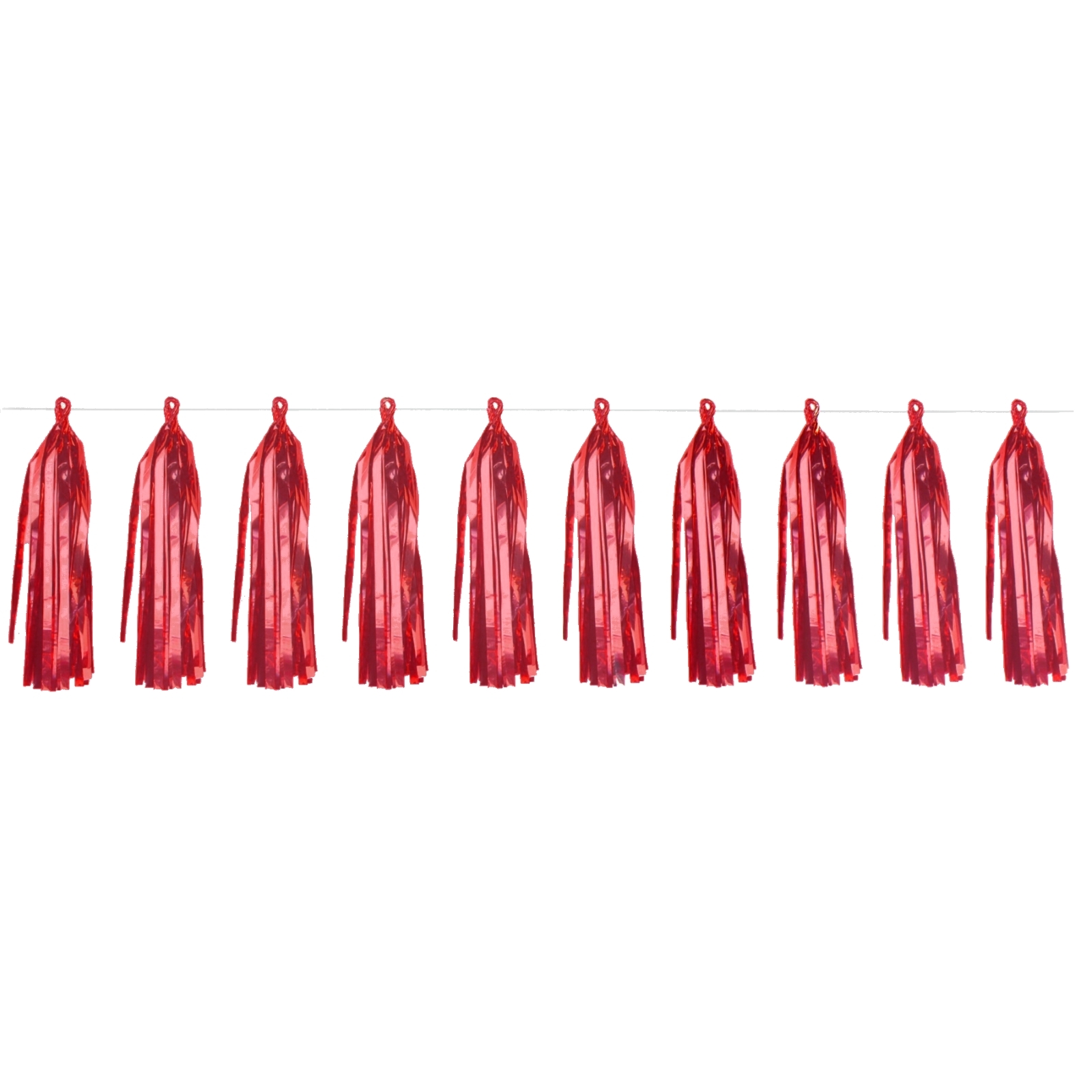 Red Metallic Foil Tassel Garland