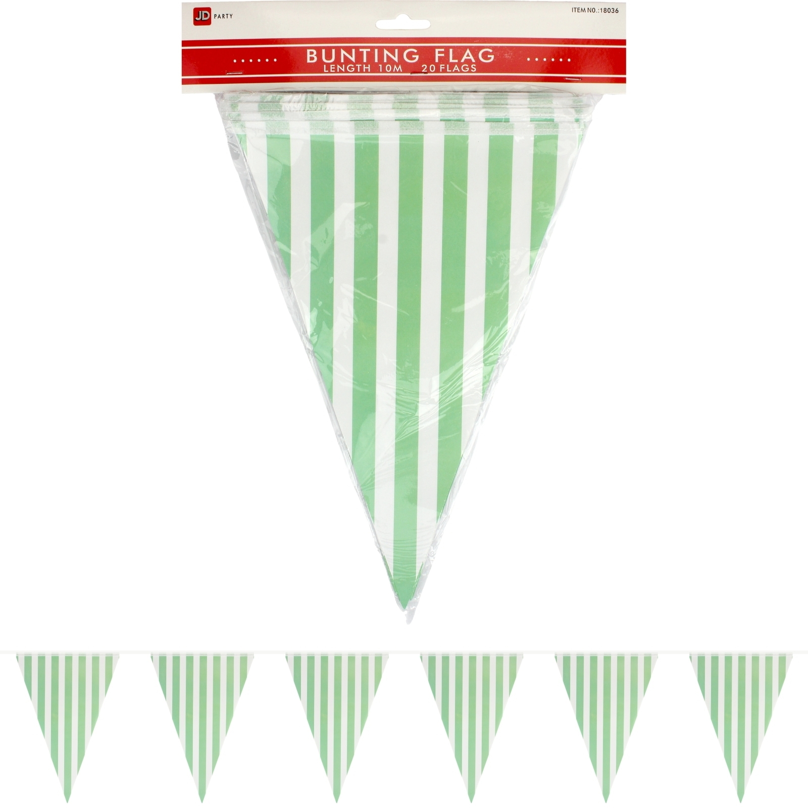 Light Green and White Striped Paper Flag Banner (10m)