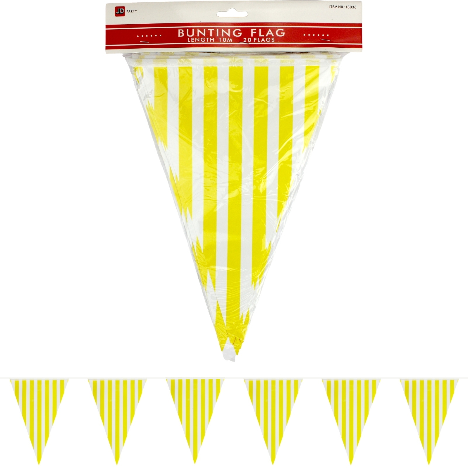 Yellow and White Striped Paper Flag Banner (10m)