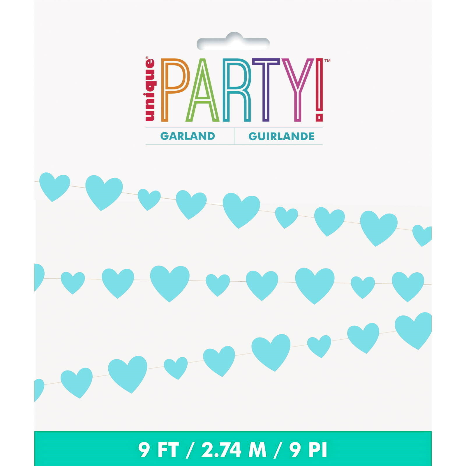 Light Blue Hearts Garland Banner
