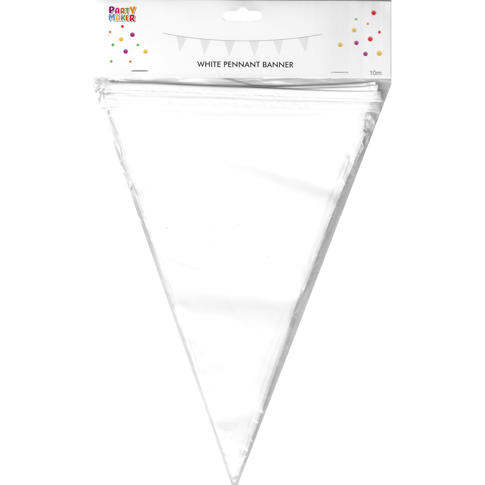 White Plastic Flag Banner (10m) White Party Supplies Coloured Party