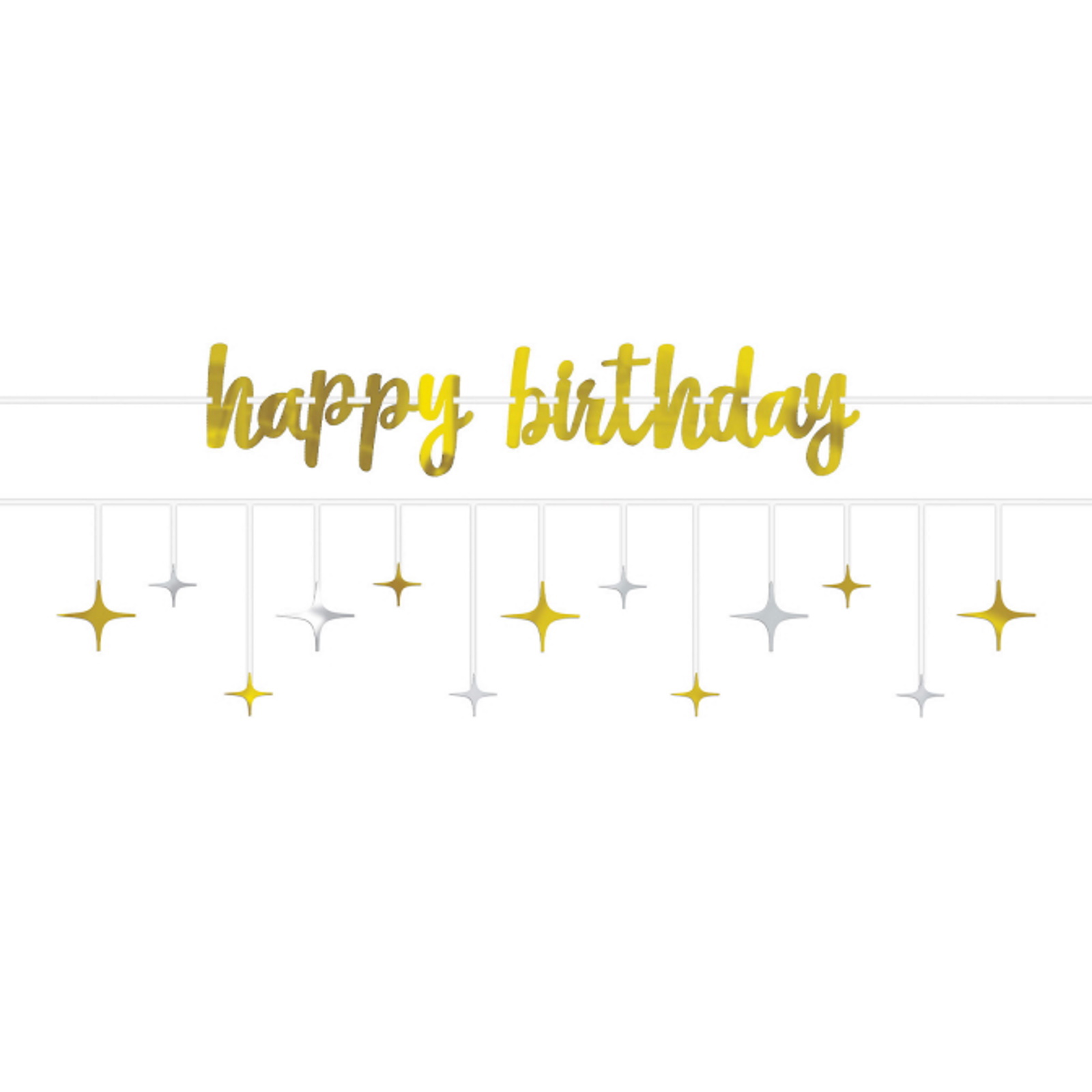 Happy Birthday Gold & Silver Star Banner Kit