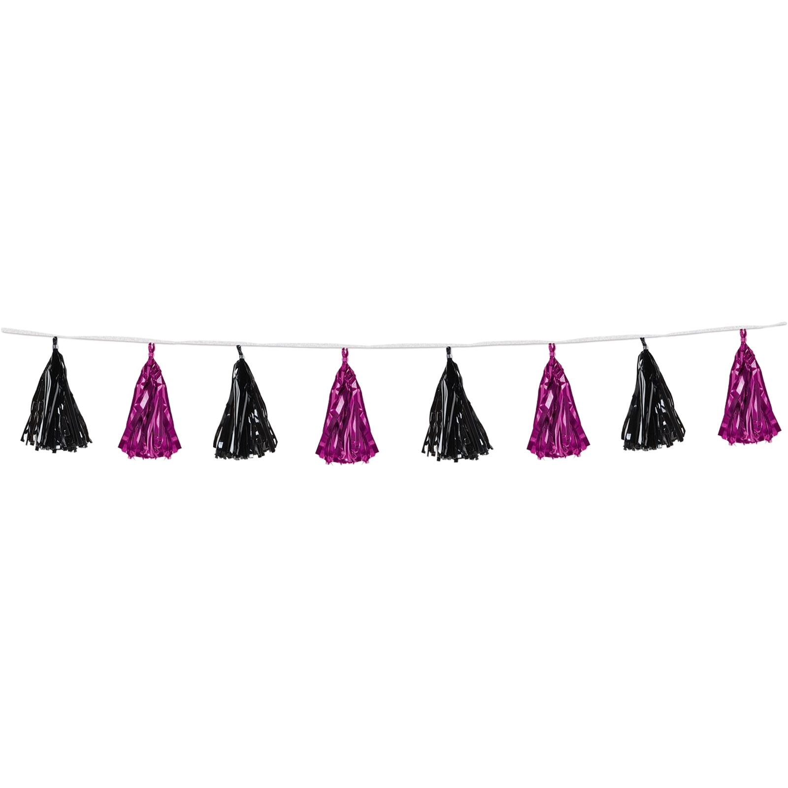 Hot Pink & Black Metallic Foil Tassel Garland