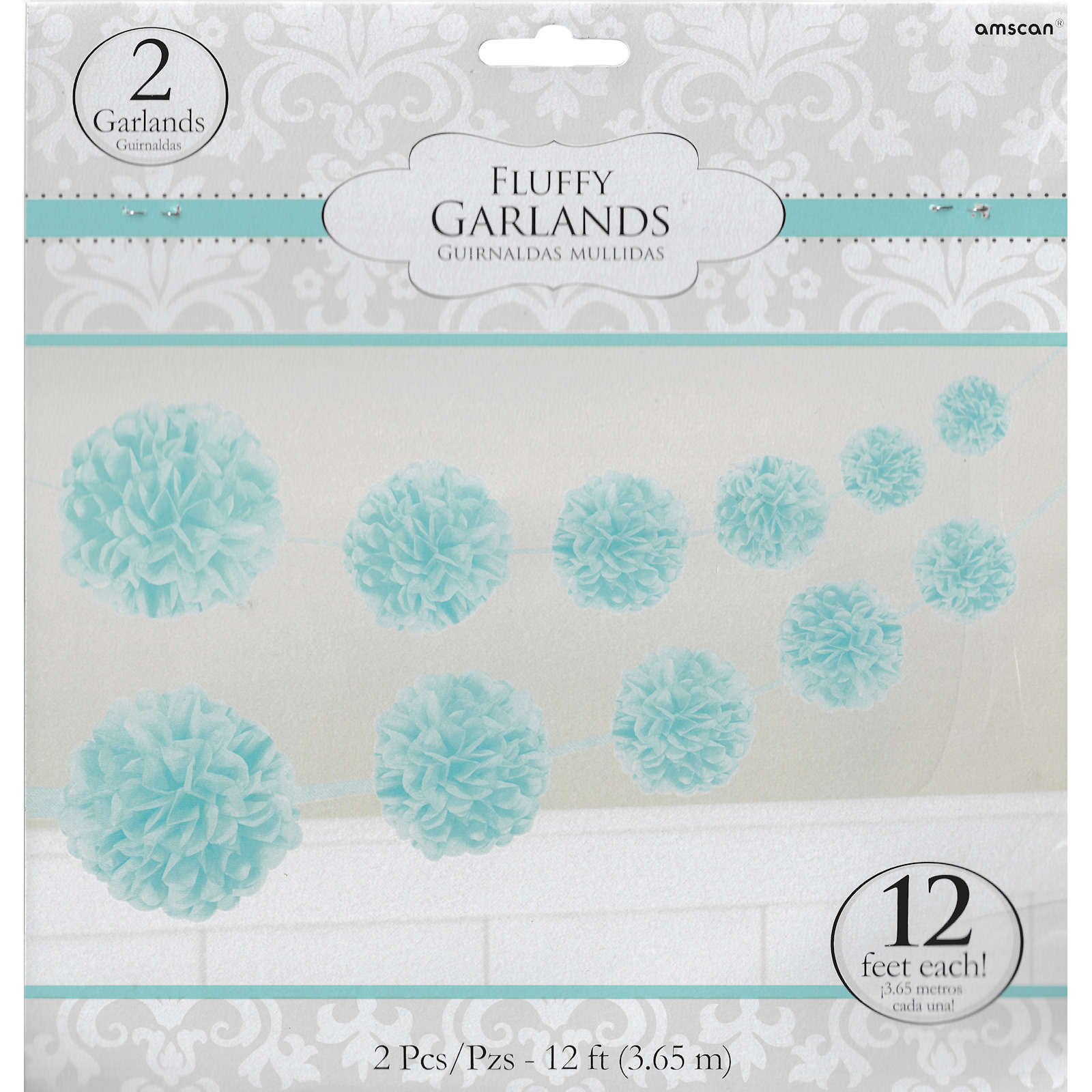 Turquoise Tissue Paper Puff Ball Garland Banners (Pack of 2) Discount