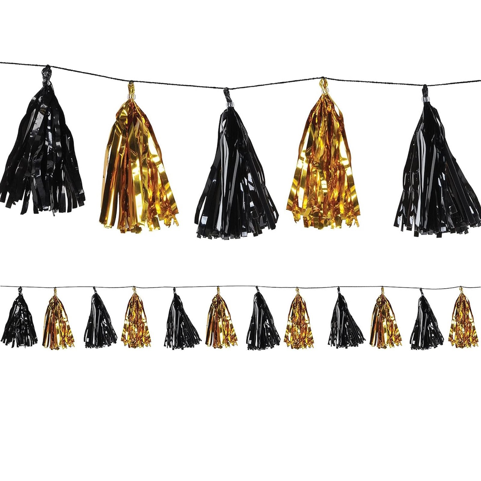 Gold and Black Foil Tassel Garland Banner 
