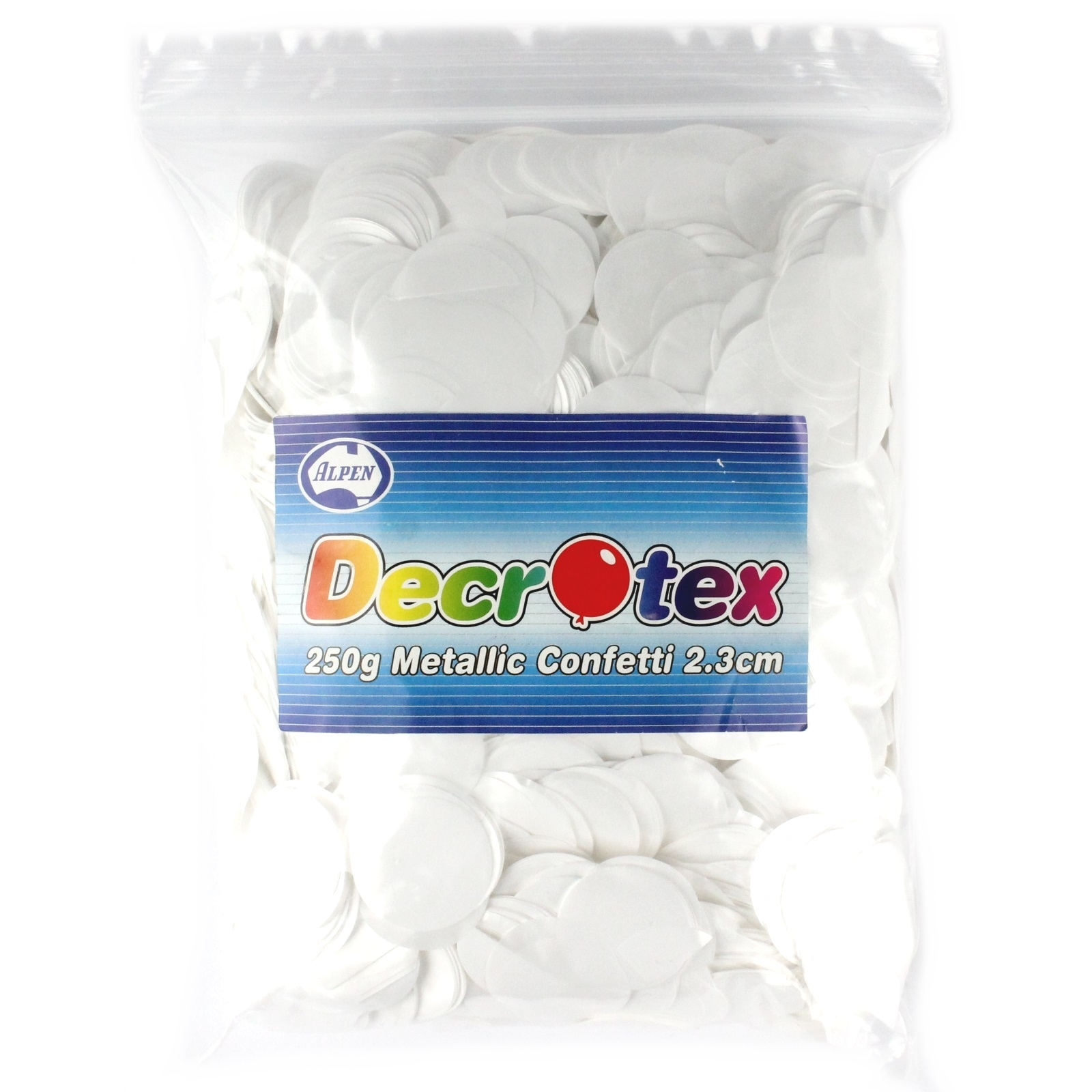 Bulk White Metallic Confetti 2cm (250g)