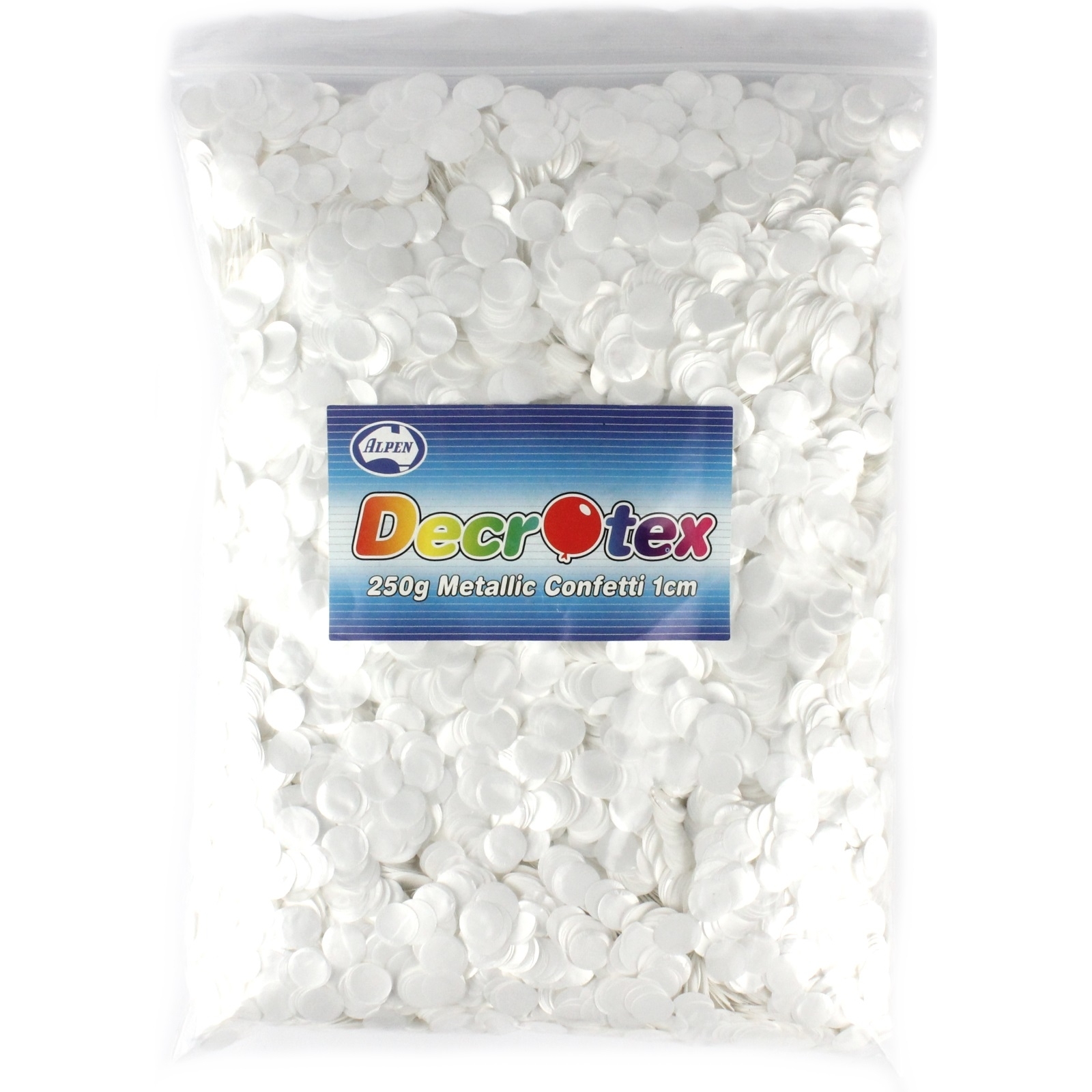 Bulk White Metallic Confetti 1cm (250g)