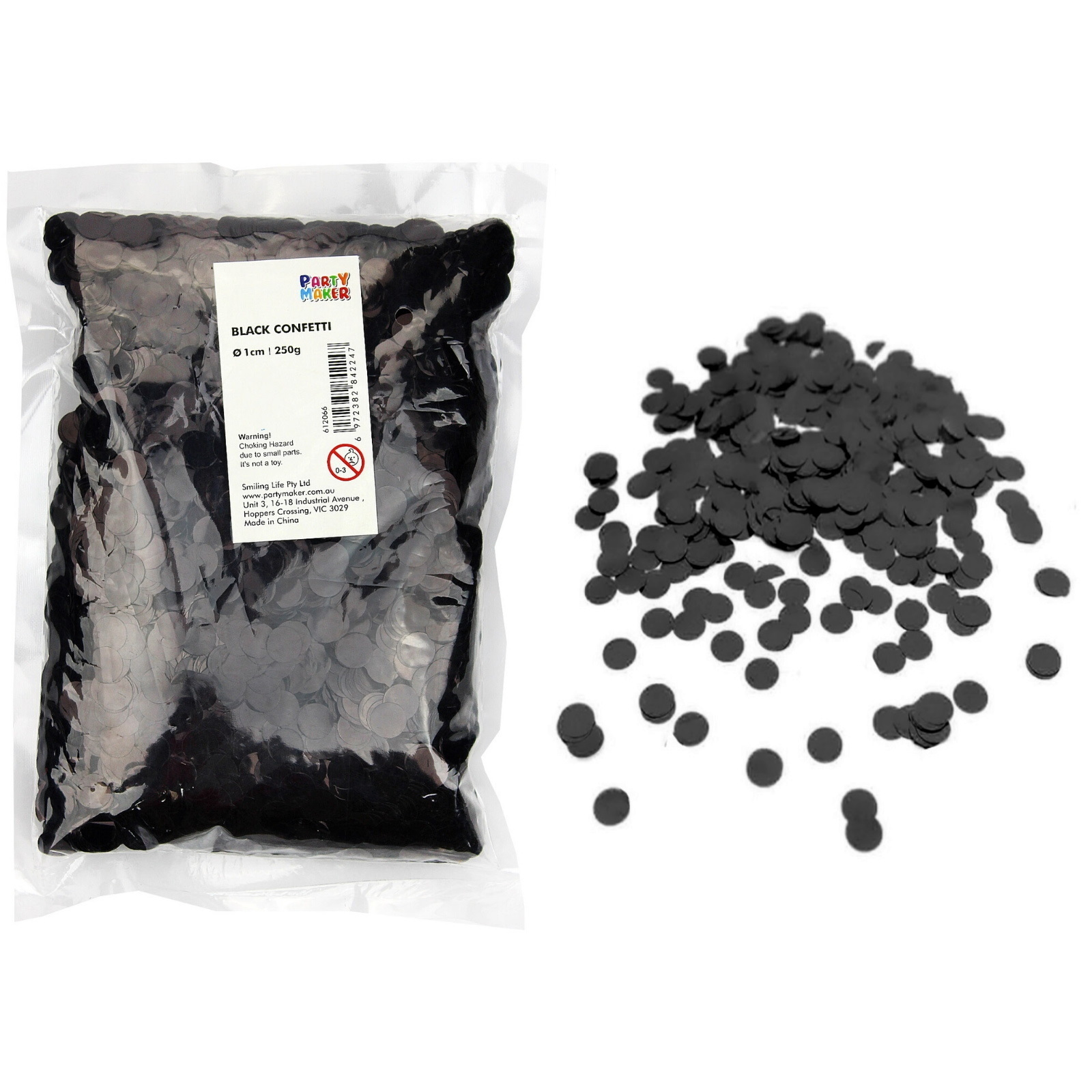 Bulk Black Confetti 1cm (250g)