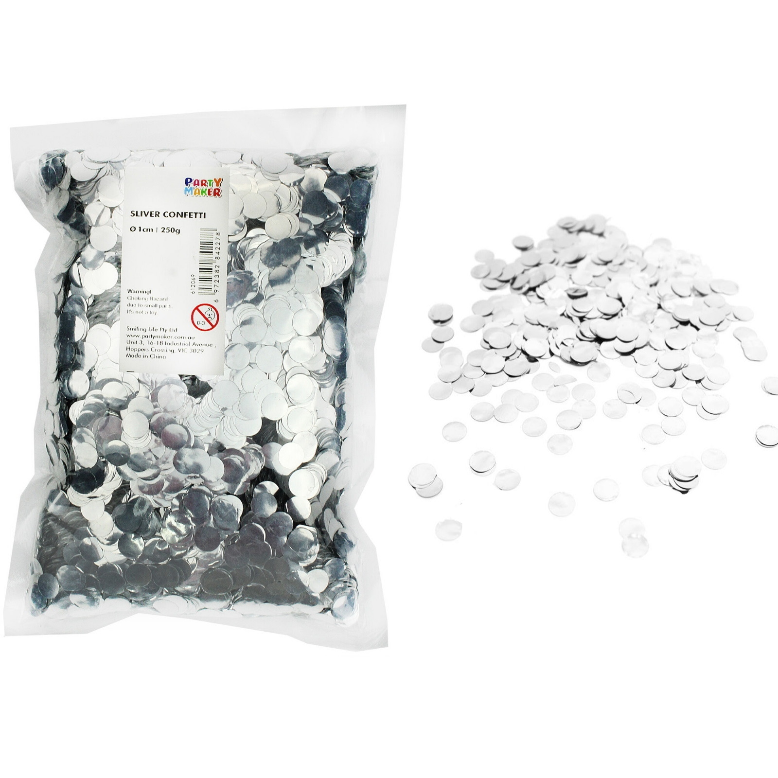 Bulk Metallic Silver Confetti 1cm (250g)