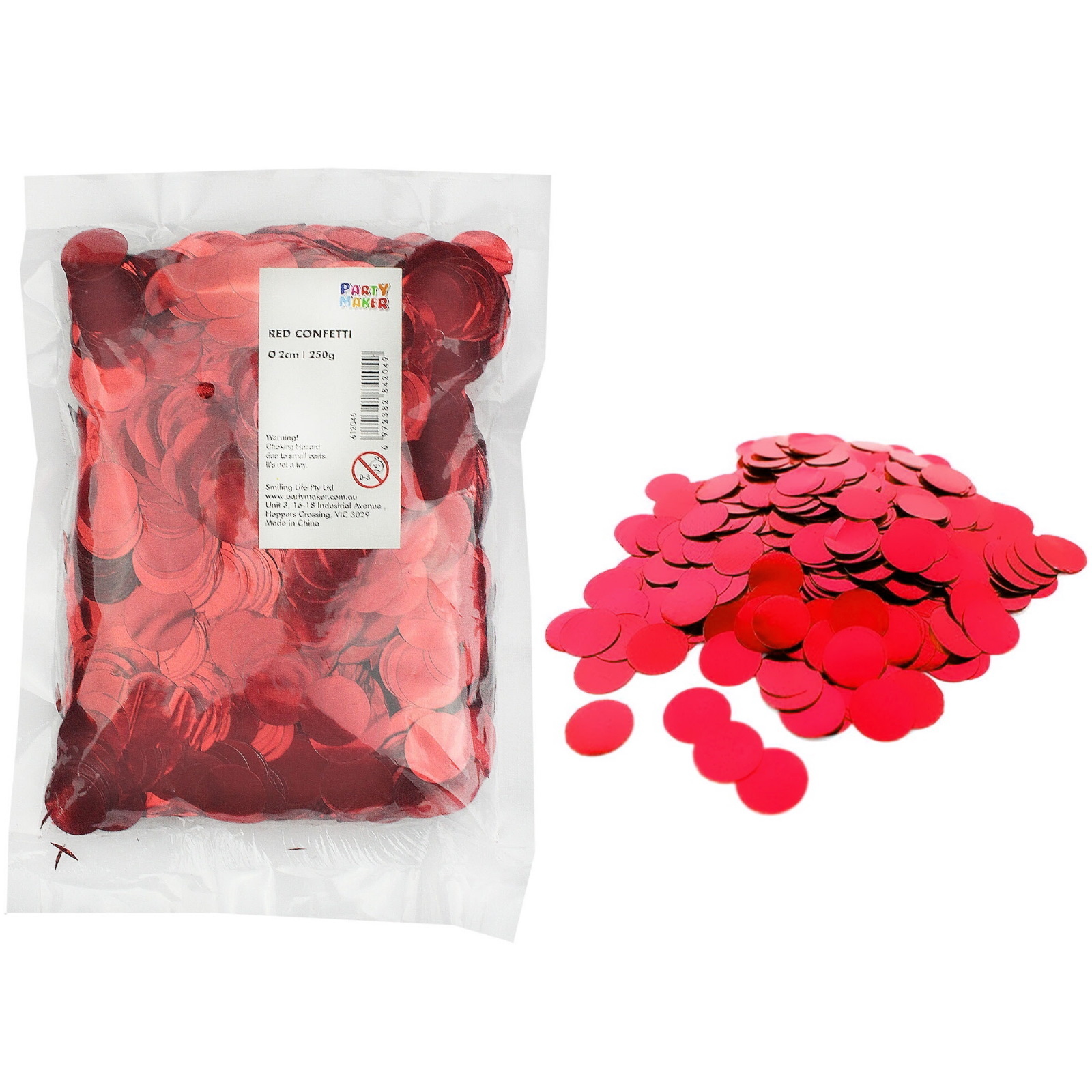 Bulk Metallic Red Confetti 2cm (250g)
