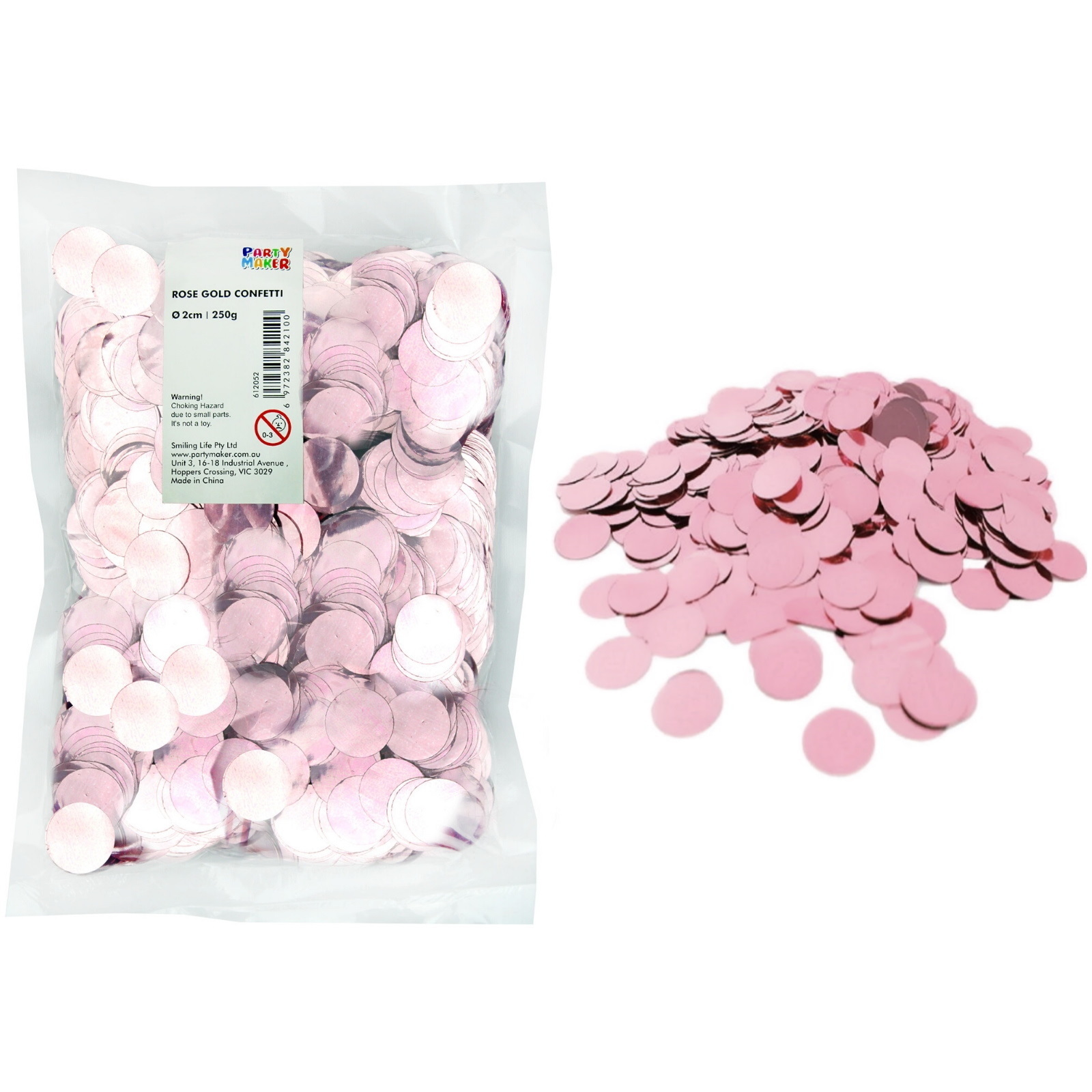 Bulk Metallic Rose Gold Confetti 2cm (250g)