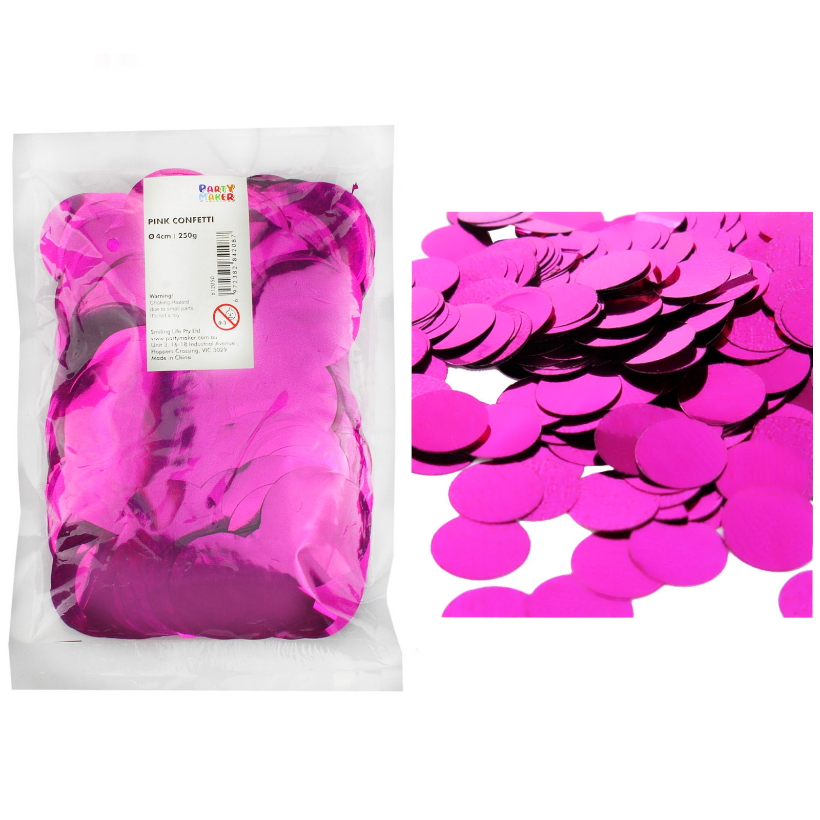 Bulk Metallic Hot Pink Confetti 4cm (250g)