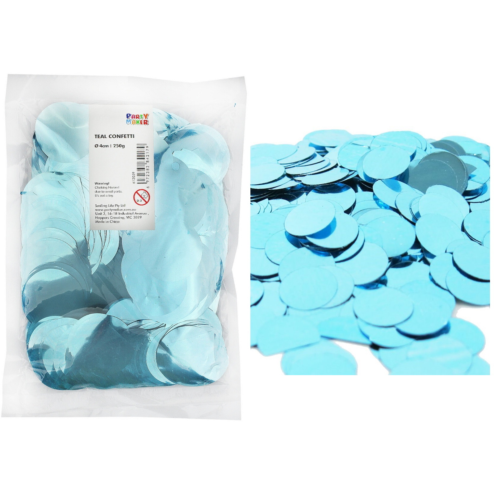 Bulk Metallic Light Blue Confetti 4cm (250g)