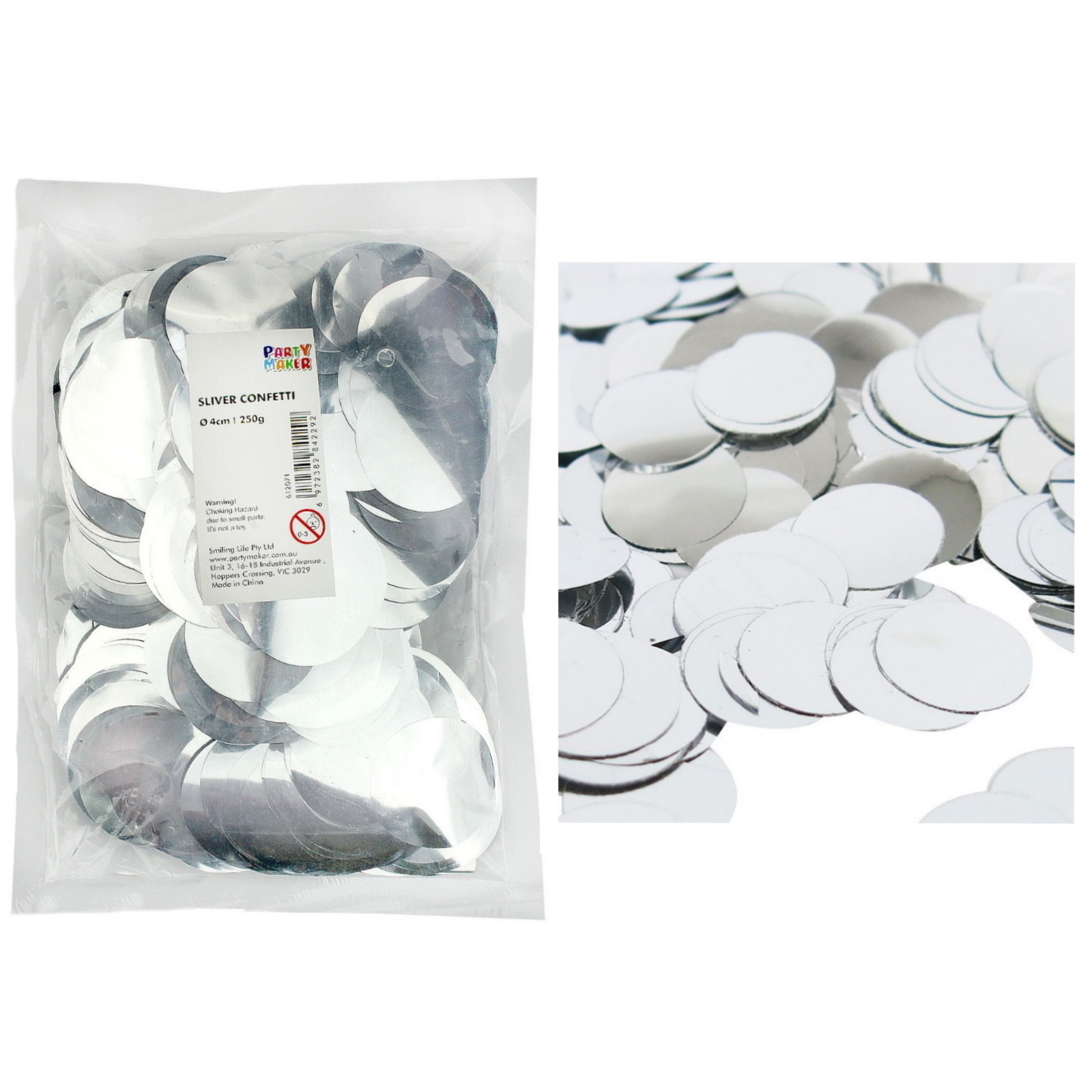 Bulk Metallic Silver Confetti 4cm (250g)