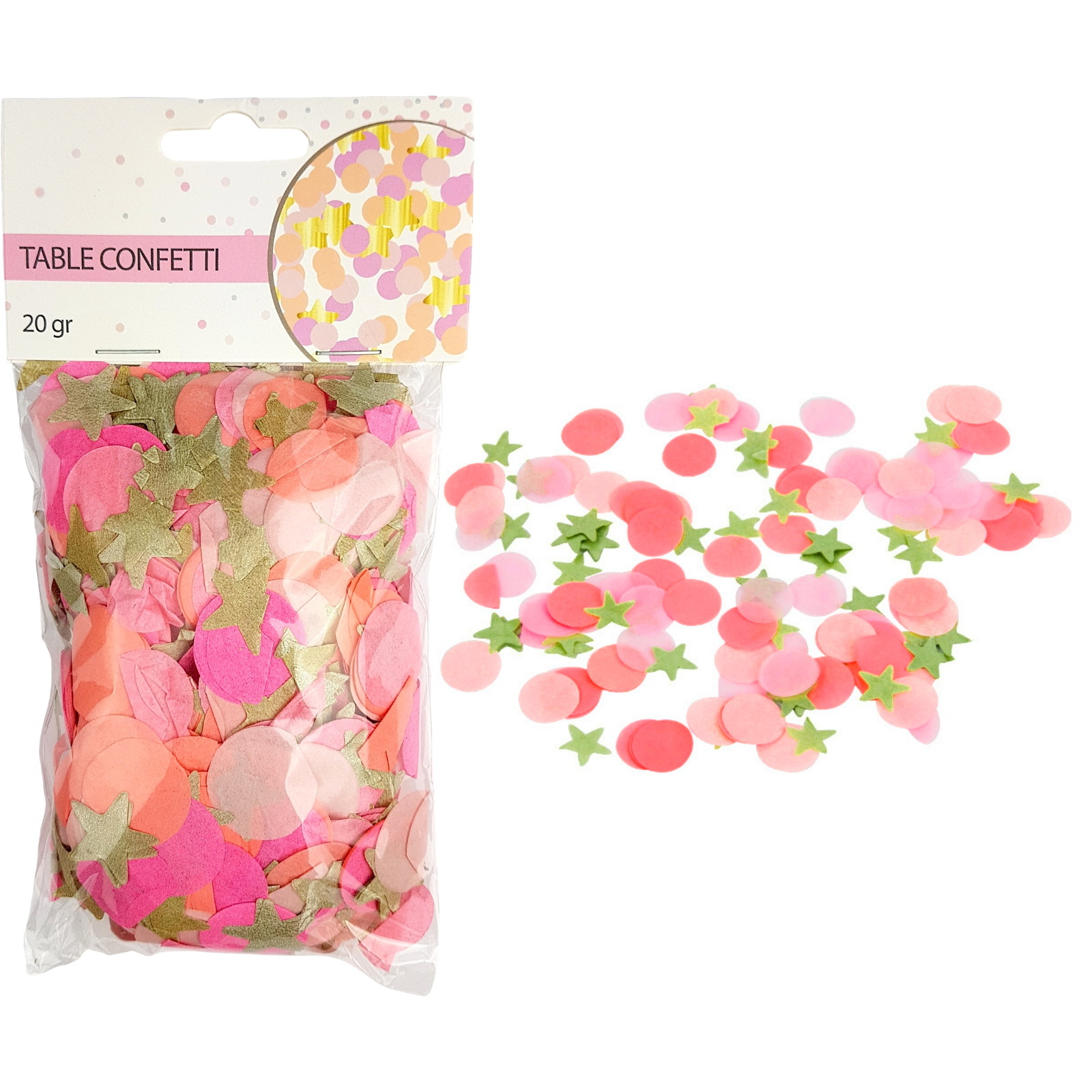 Pink & Gold Star Tissue Confetti 2cm