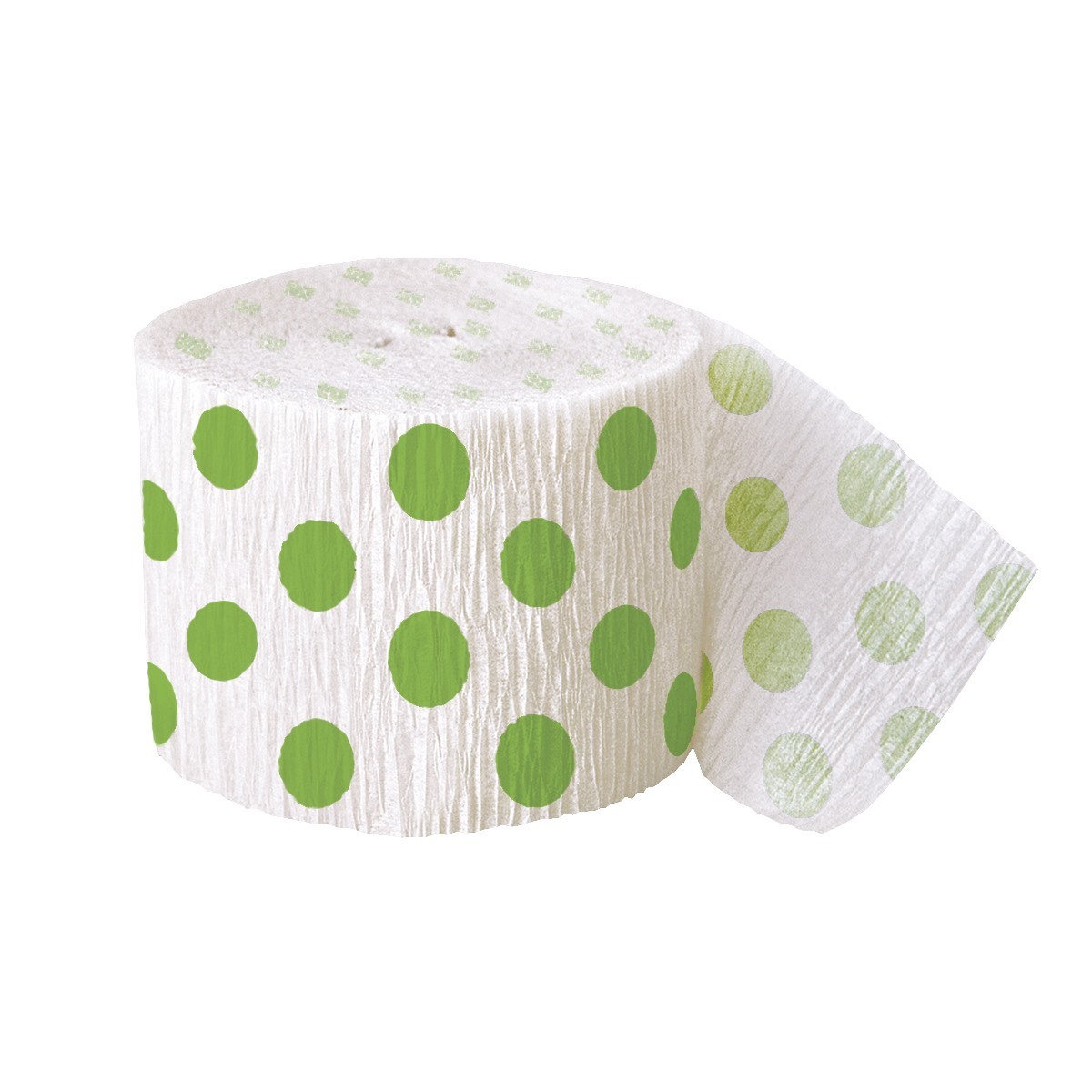 Lime Green Polkadot Crepe Streamer
