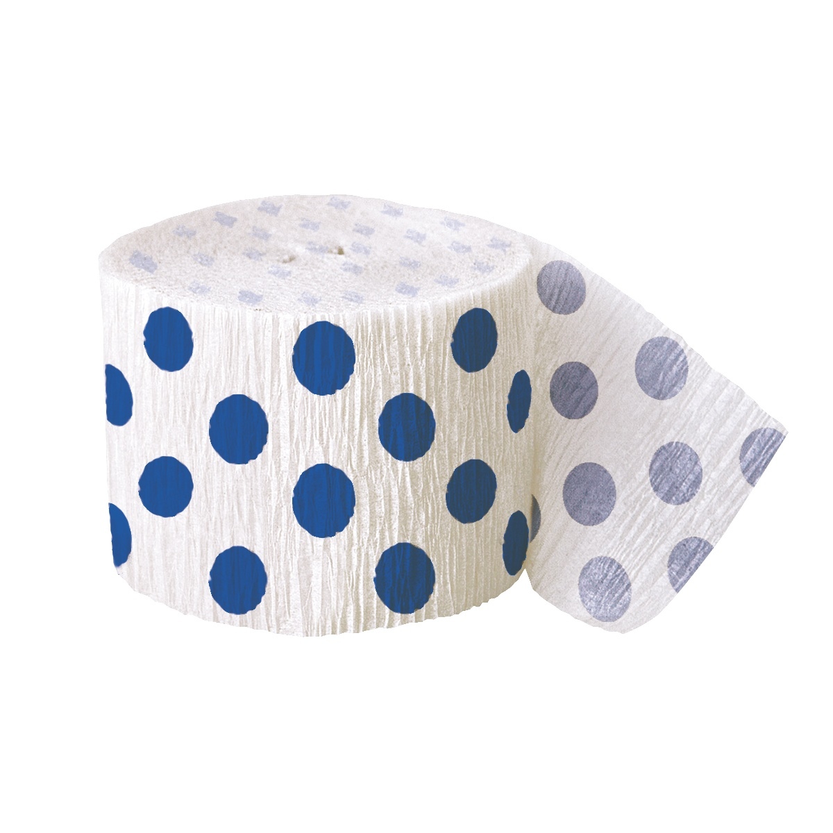 Blue Polkadot Crepe Streamer