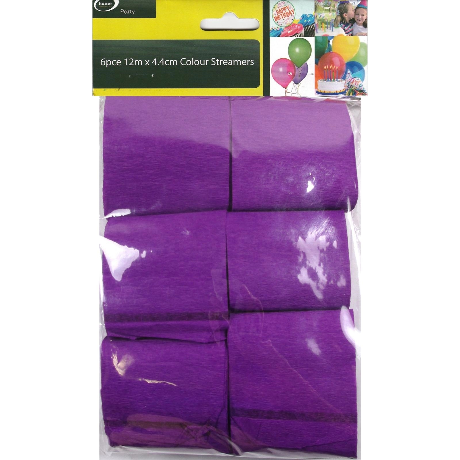 Purple Crepe Streamers (Pack of 6)