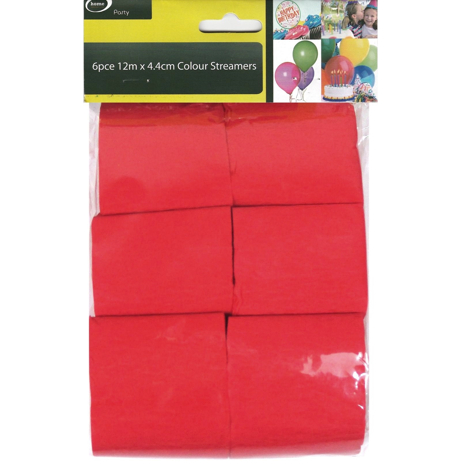 Red Crepe Streamers (Pack of 6)