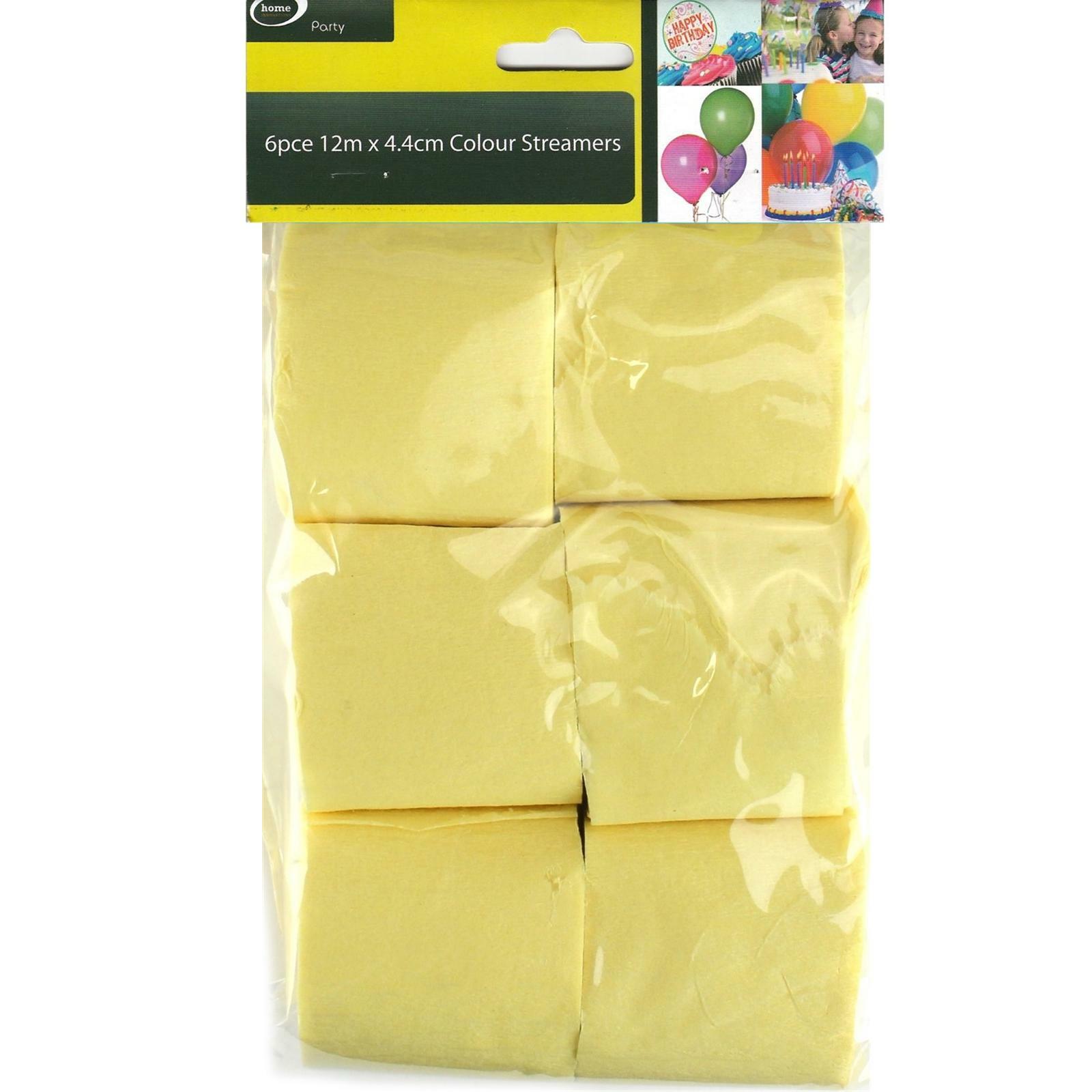Yellow Crepe Streamers (Pack of 6)