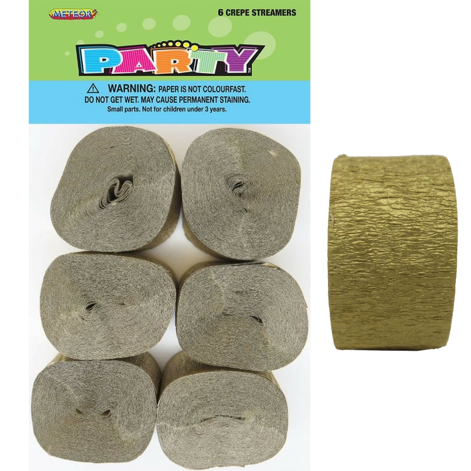 Gold Crepe Streamers (Pack of 6)