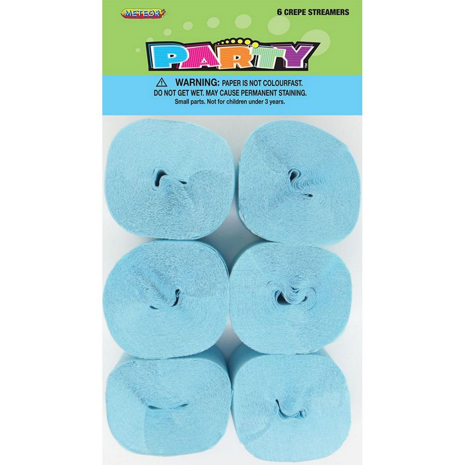 Light Blue Crepe Streamers (Pack of 6)