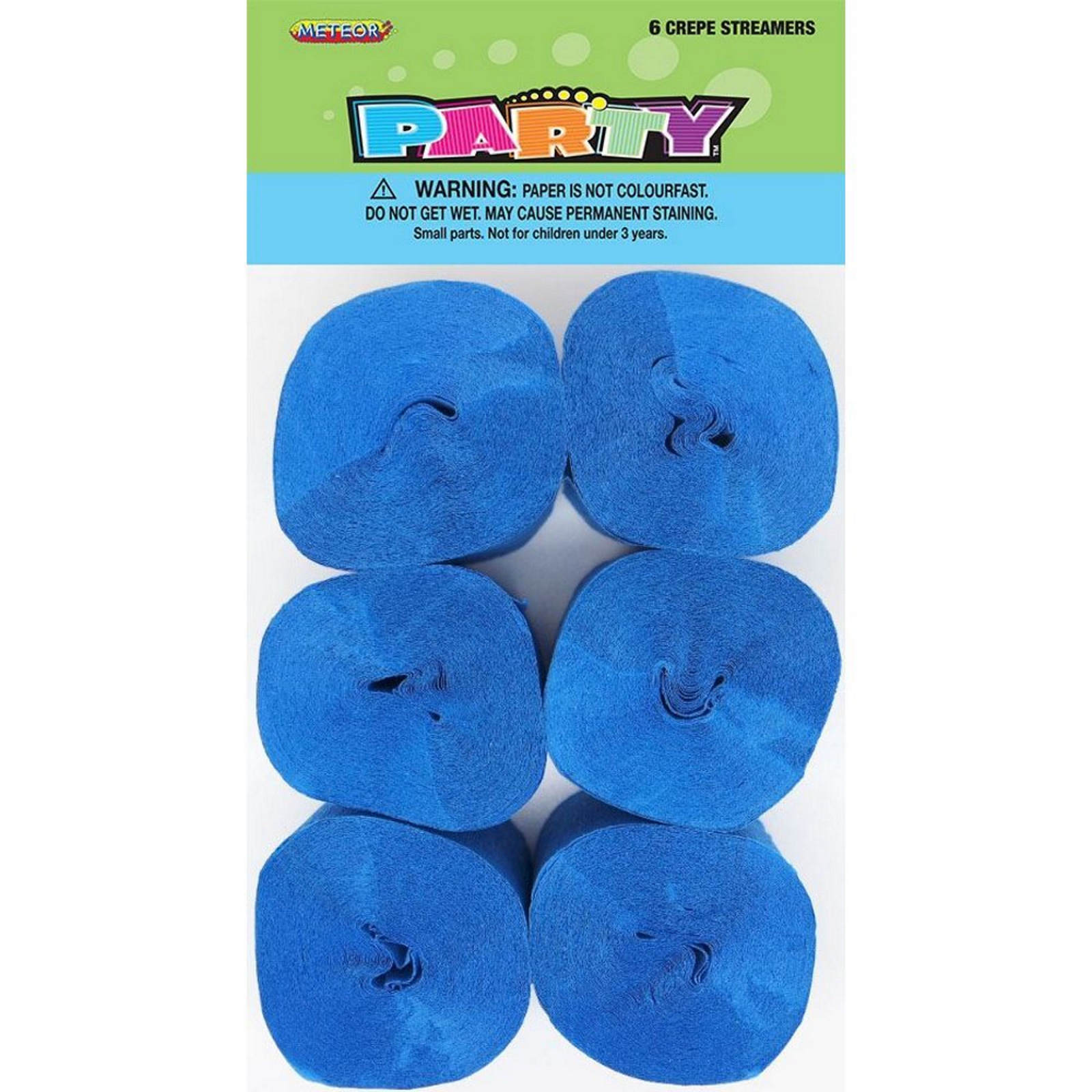 Blue Crepe Streamers (Pack of 6)