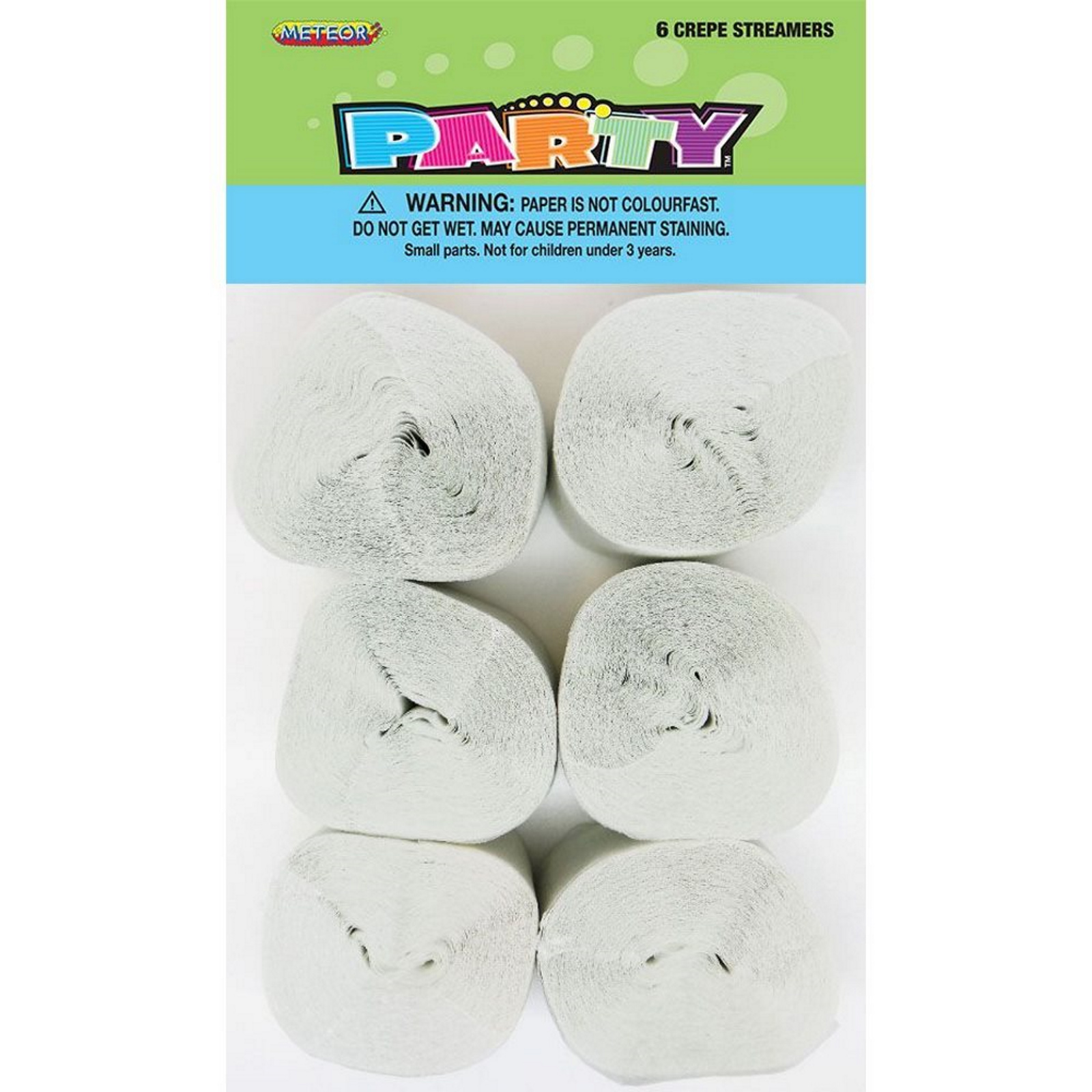 White Crepe Streamers (Pack of 6)