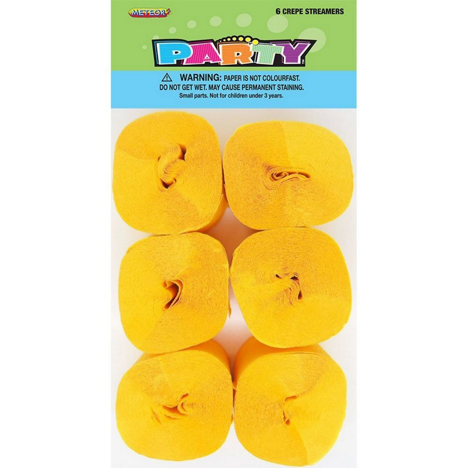 Yellow Crepe Streamers (Pack of 6)