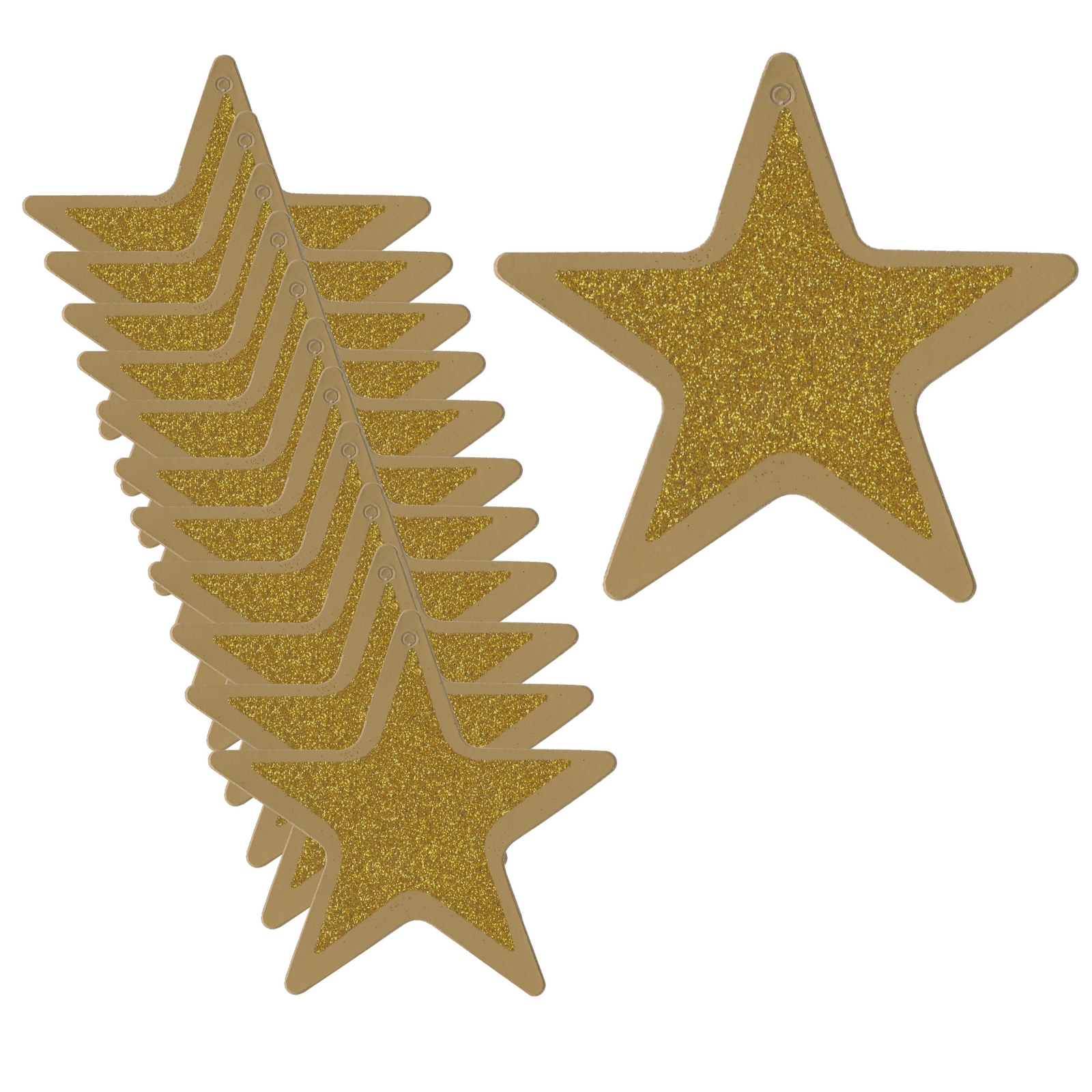 Small Gold Glitter Star Decorations (Pack of 12)