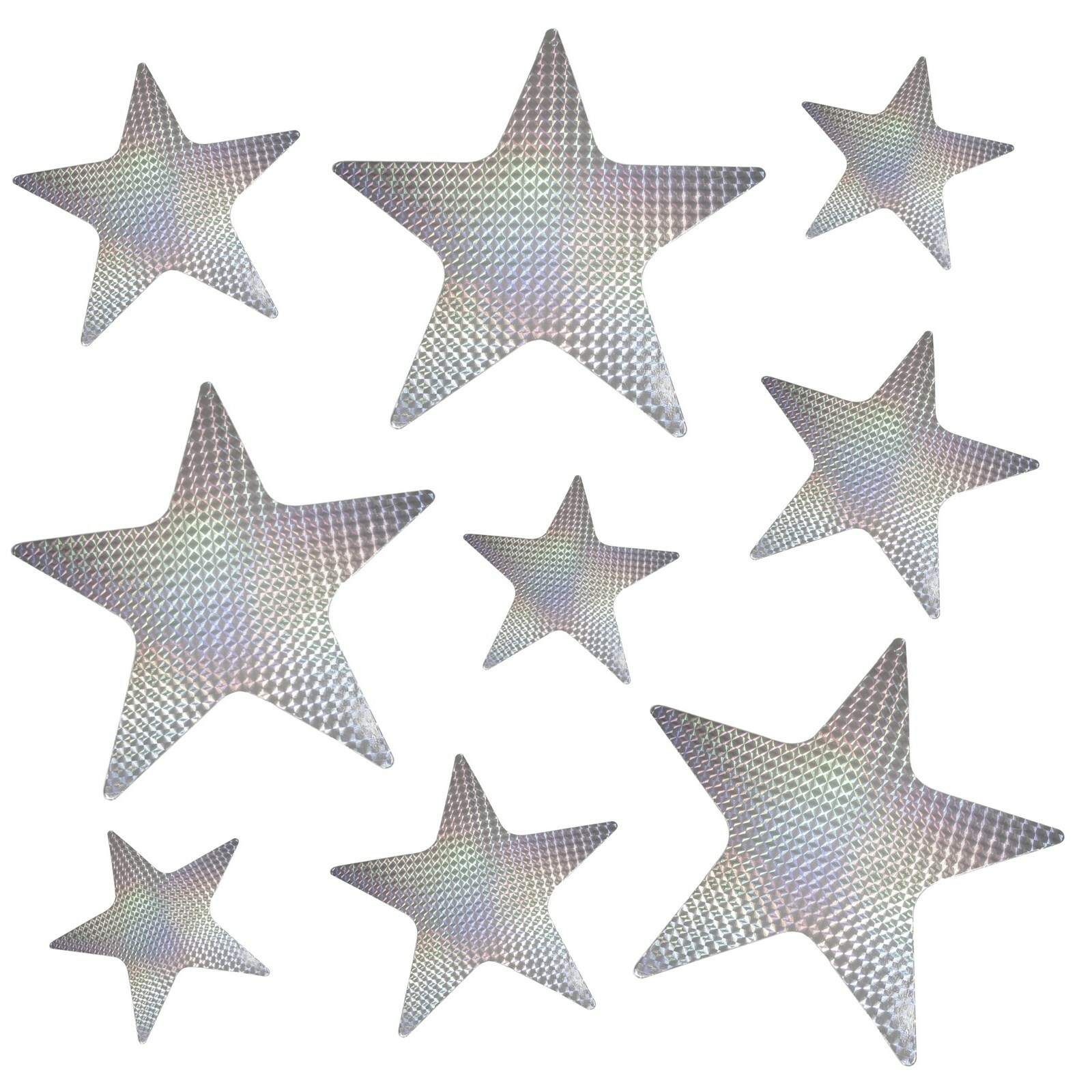 Silver Laser Star Cutout Wall Decorations (Pack of 9)