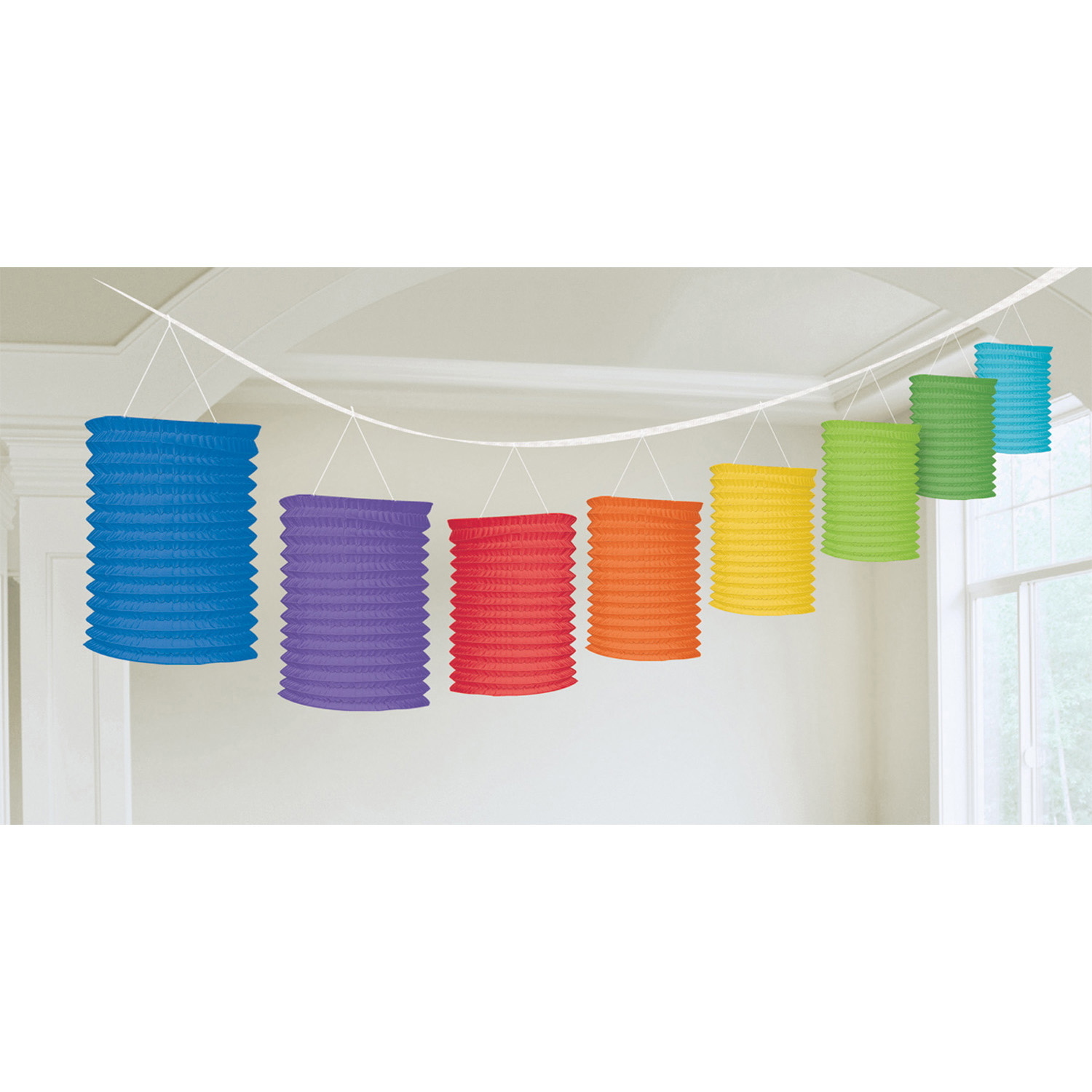 Rainbow Coloured Paper Lantern Garland