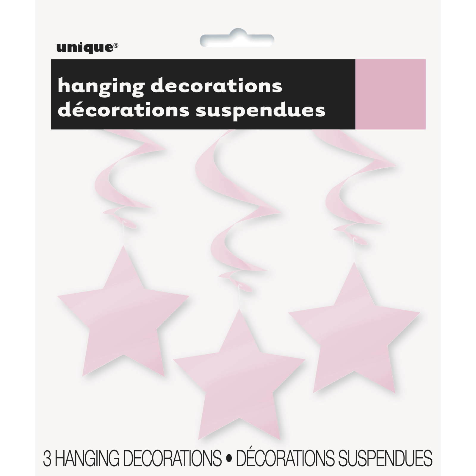 Star Hanging Decorations Light Pink (Pack of 3)