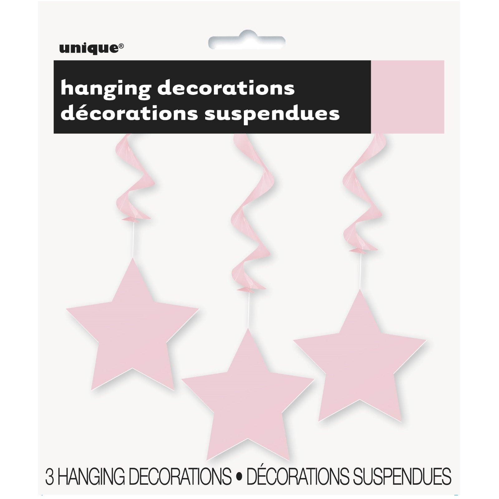 Star Hanging Decorations Light Pink (Pack of 3)