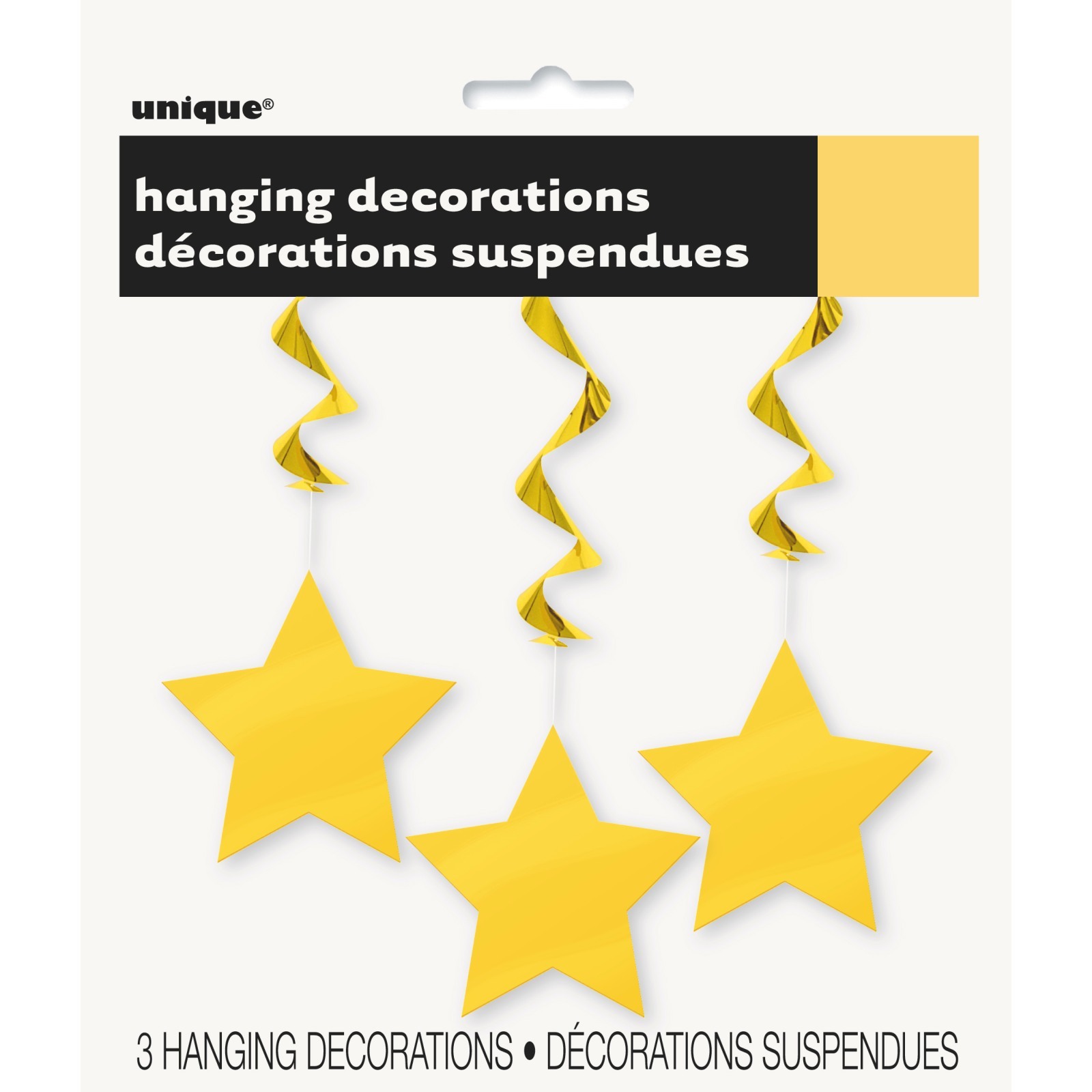 Star Hanging Decorations Yellow (Pack of 3)