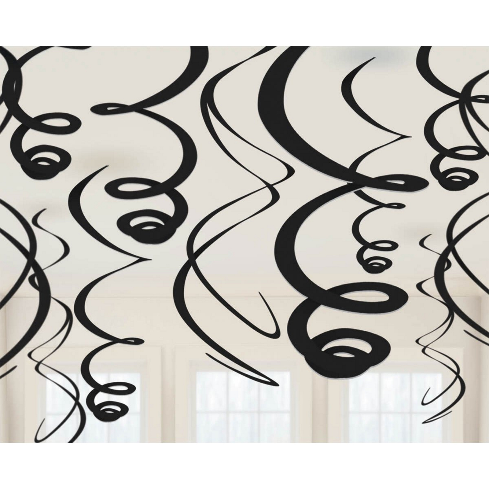 Black Swirl Decorations (Pack of 12)