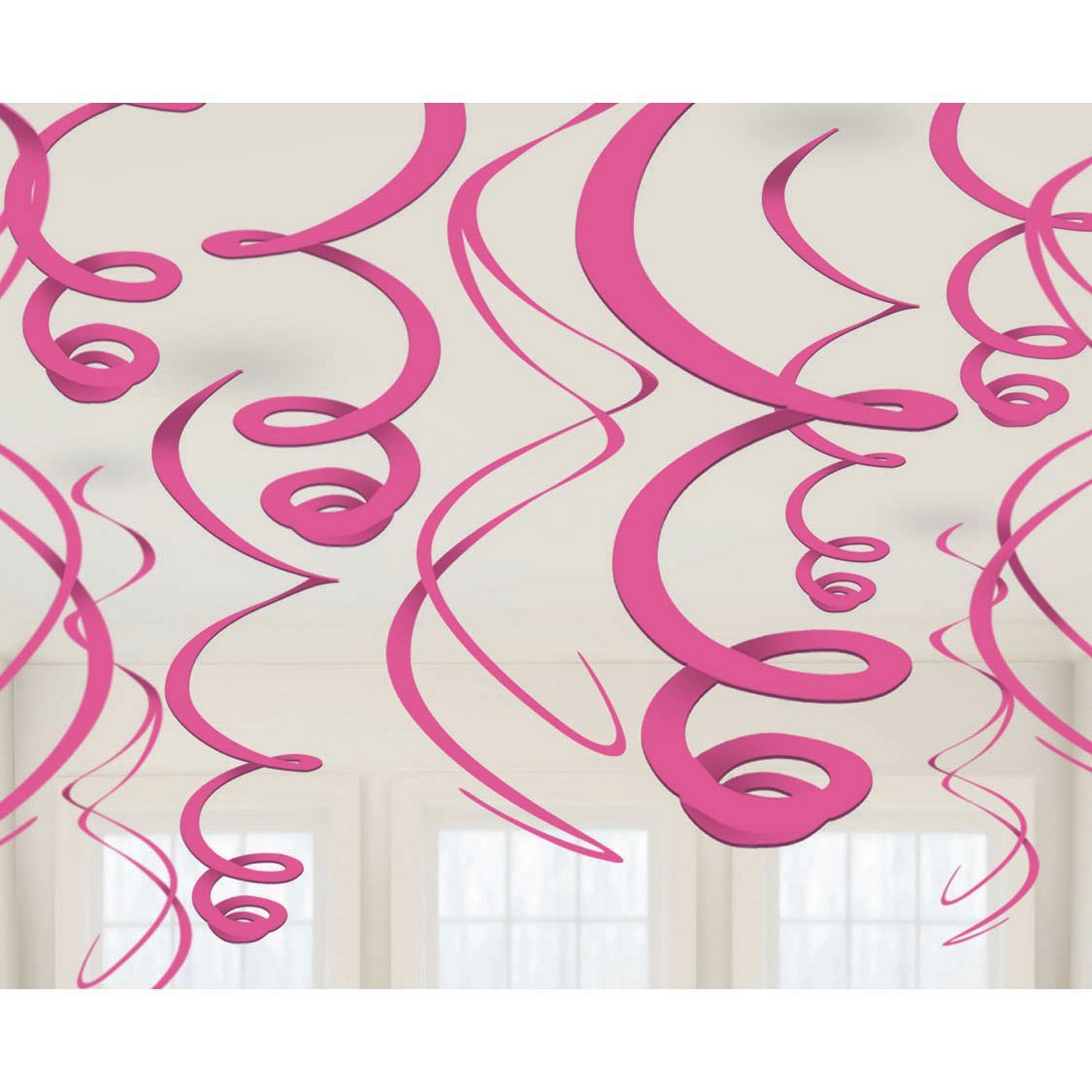 Hot Pink Swirl Decorations (Pack of 12)
