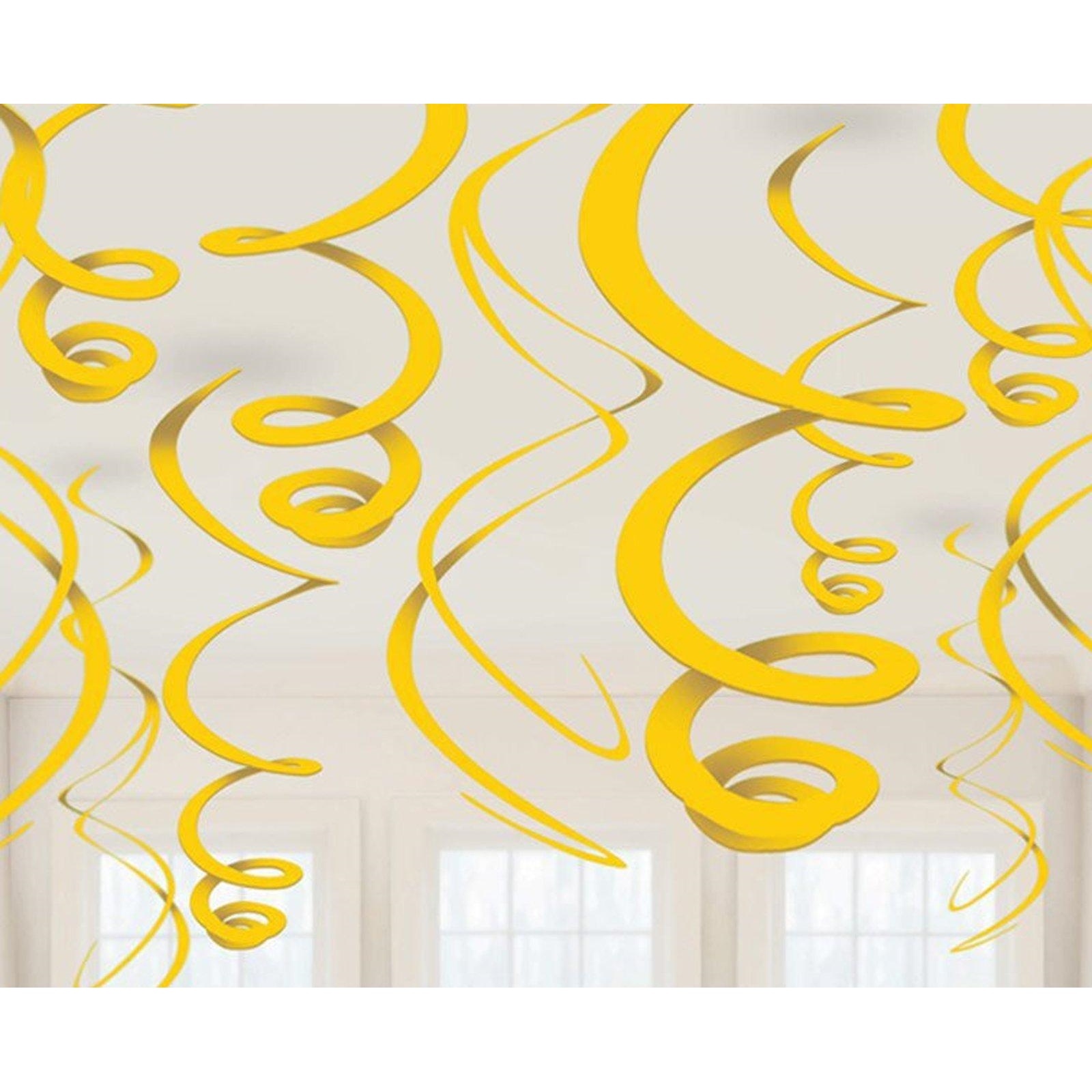 Yellow Swirl Decorations (Pack of 12)