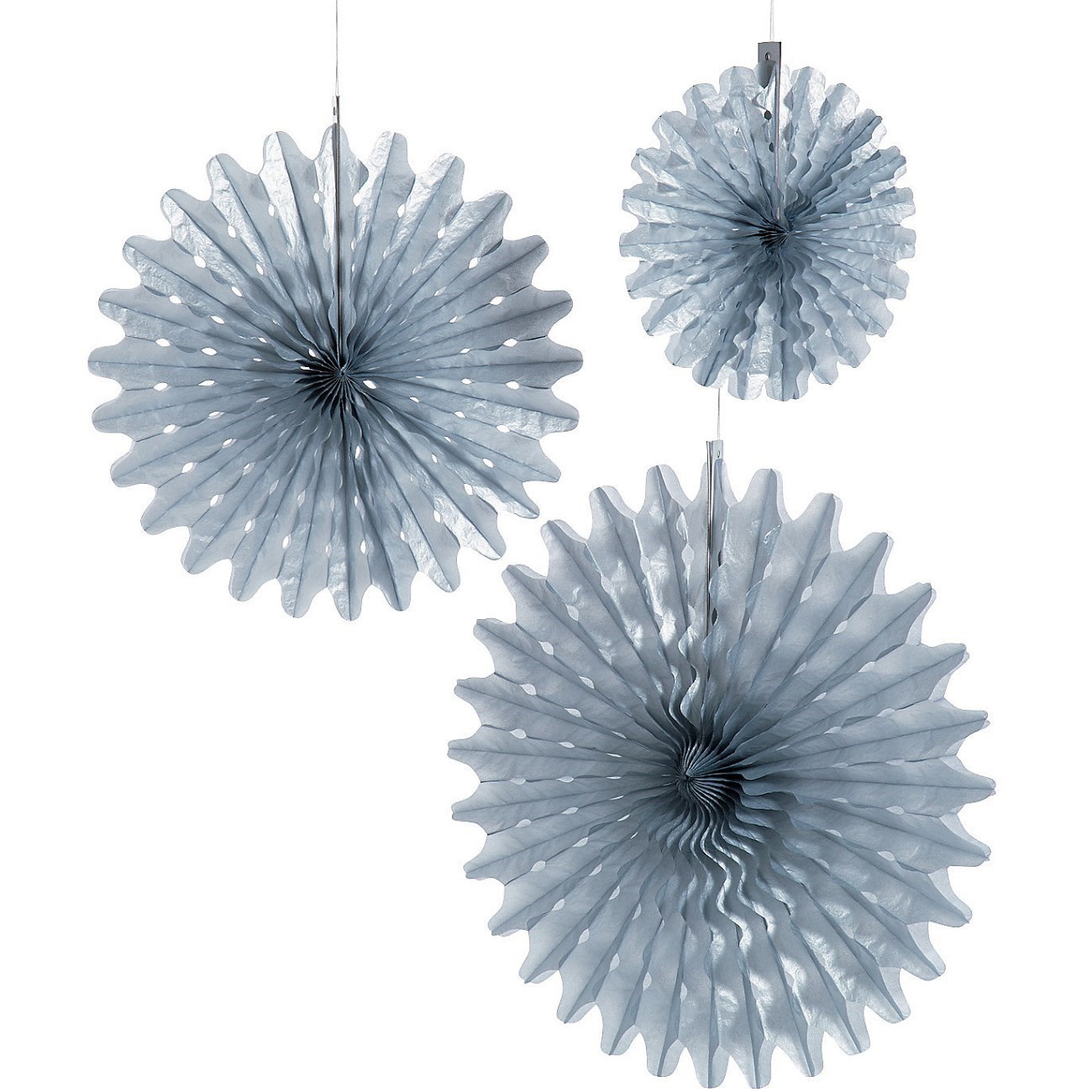 Silver Paper Fan Decorations (Pack of 12)