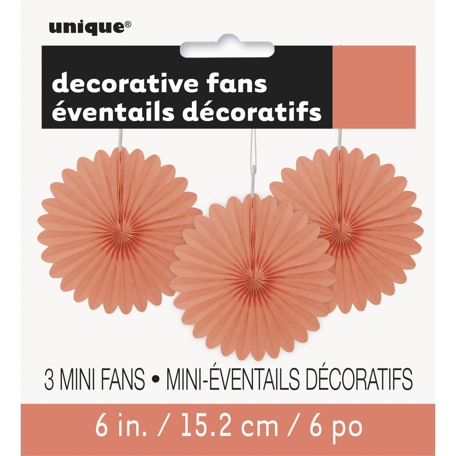 Coral Mini Tissue Paper Fan Decorations (Pack of 3)