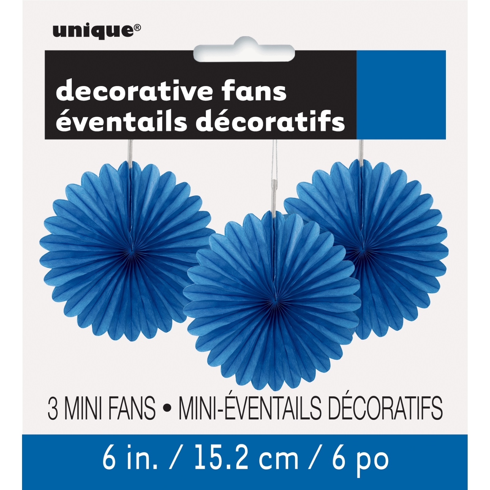 Blue Mini Tissue Paper Fan Decorations (Pack of 3)