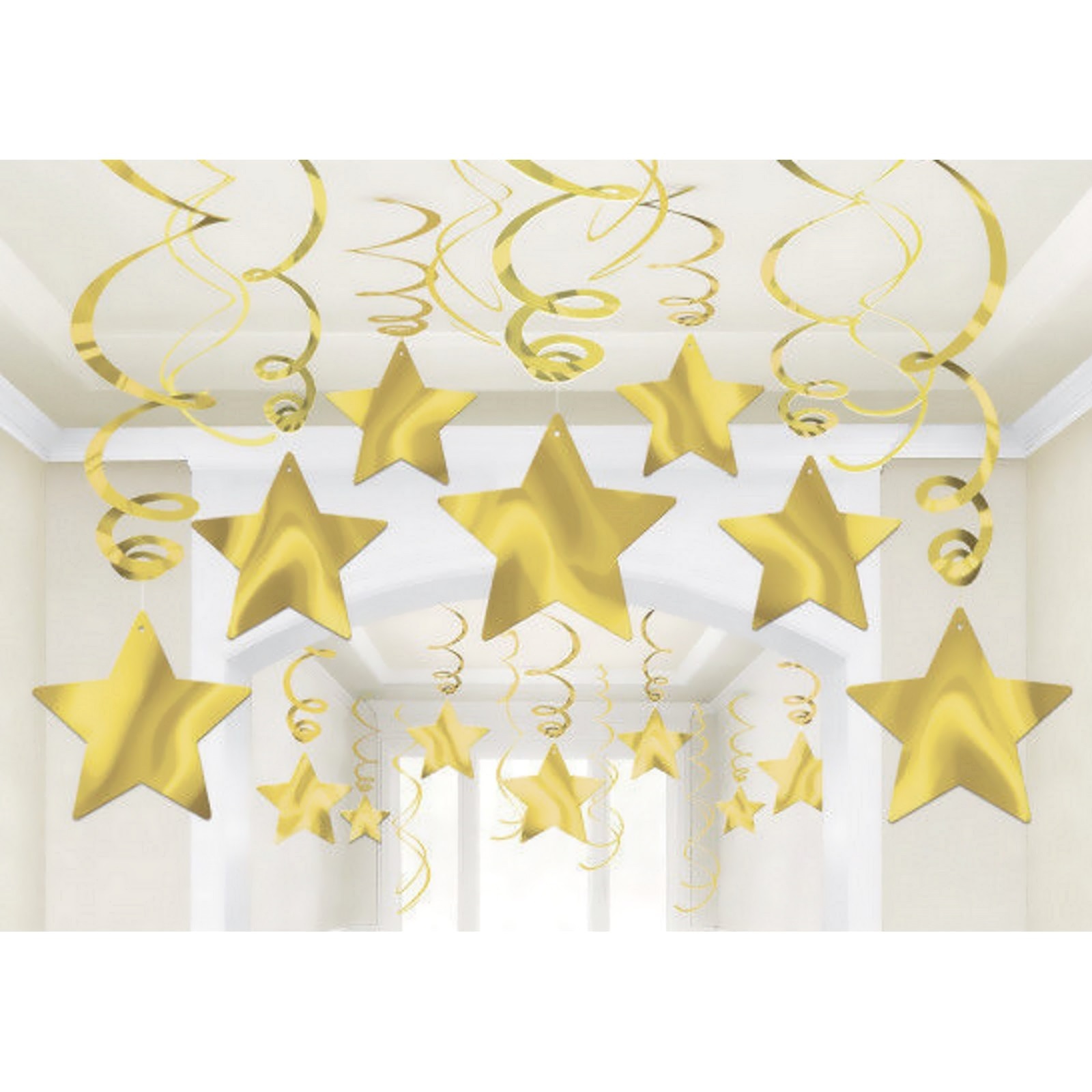 Gold Star Swirl Decorations (Pack of 30)