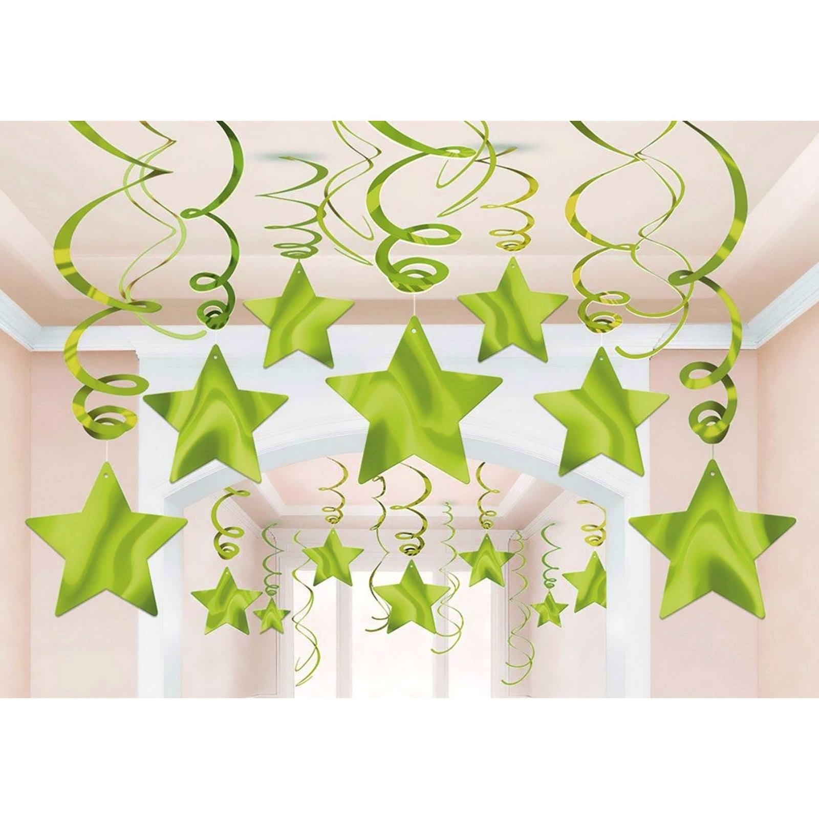 Lime Green Star Swirl Decorations (Pack of 30)