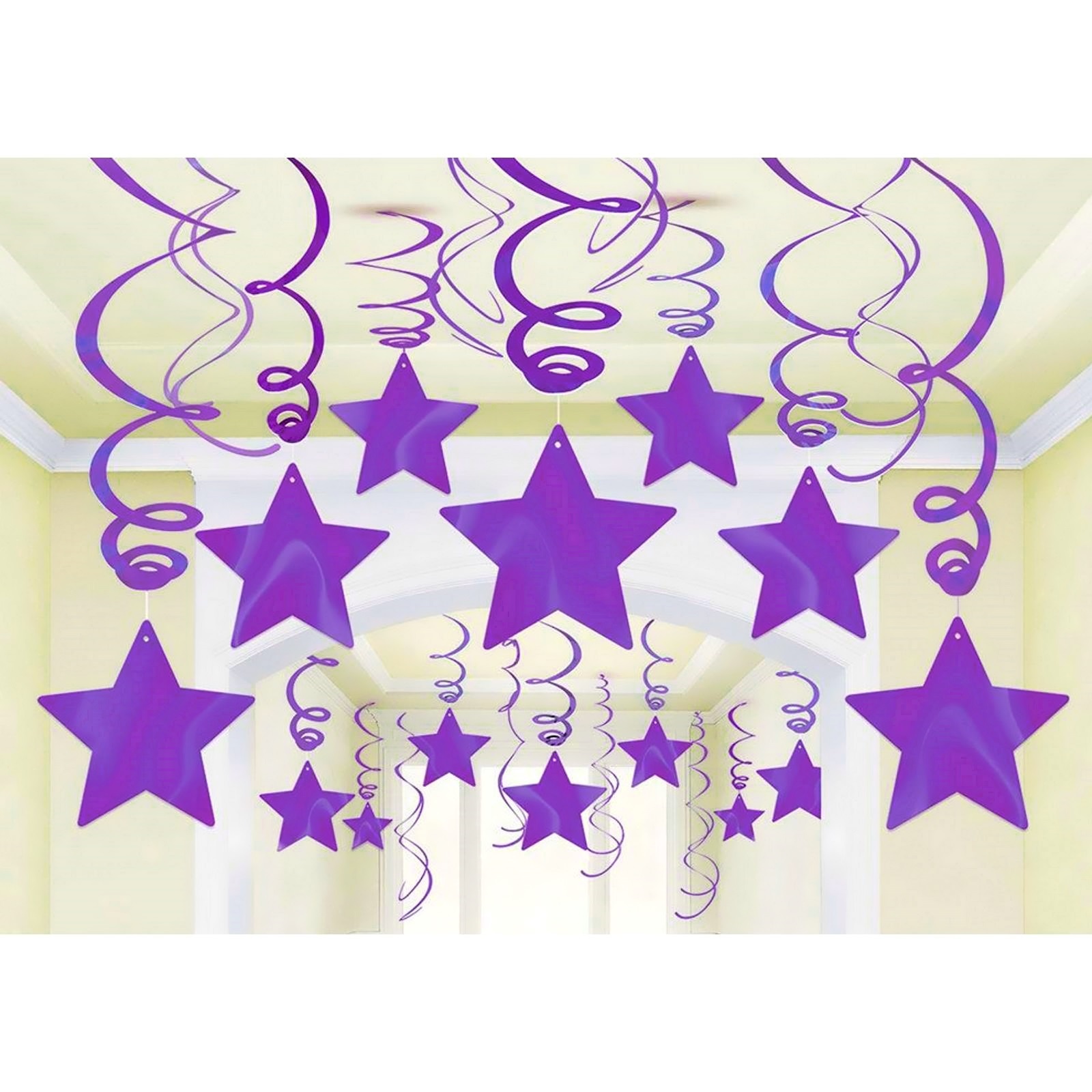 Purple Star Swirl Decorations (Pack of 30)