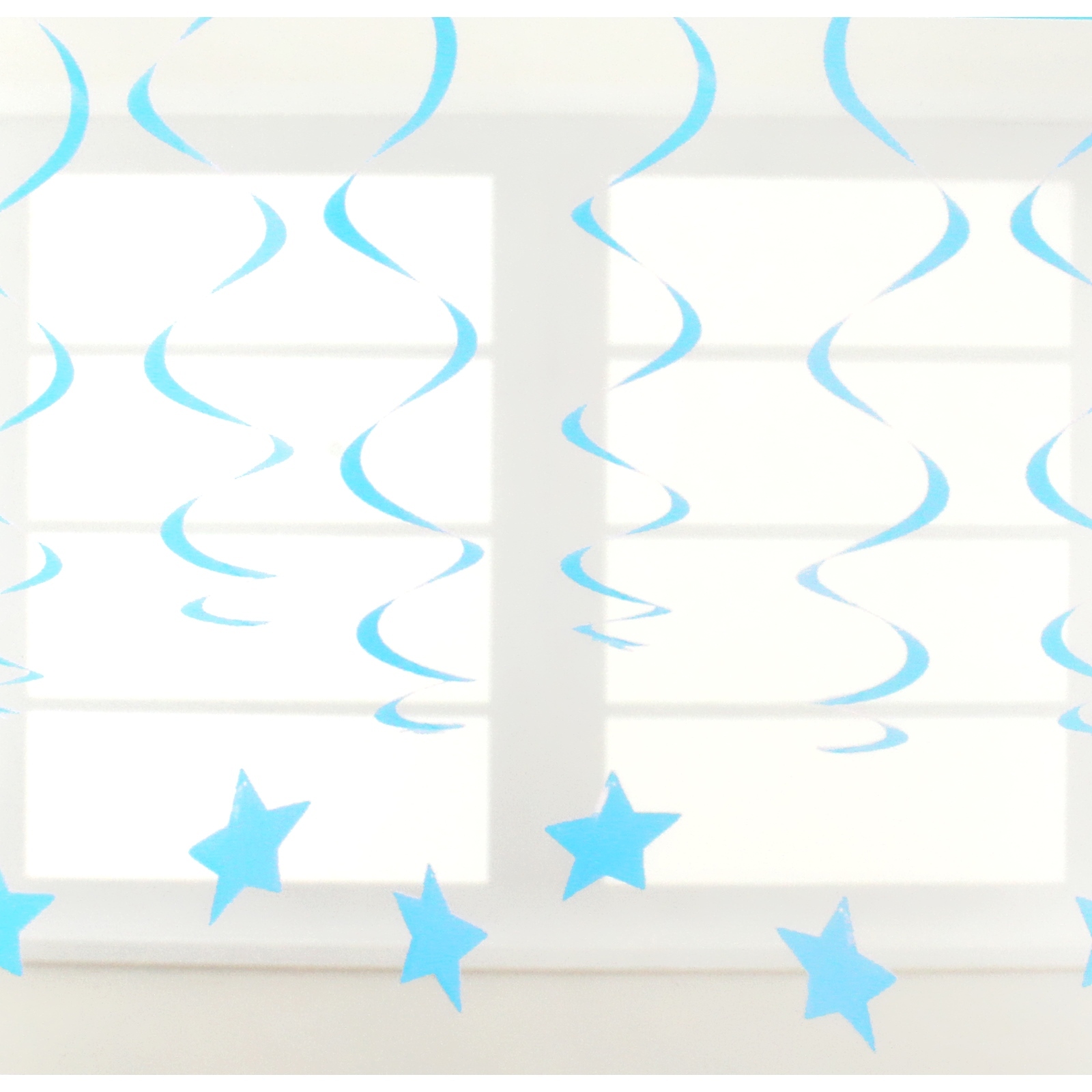 Light Blue Star Hanging Decorations (Pack of 6)