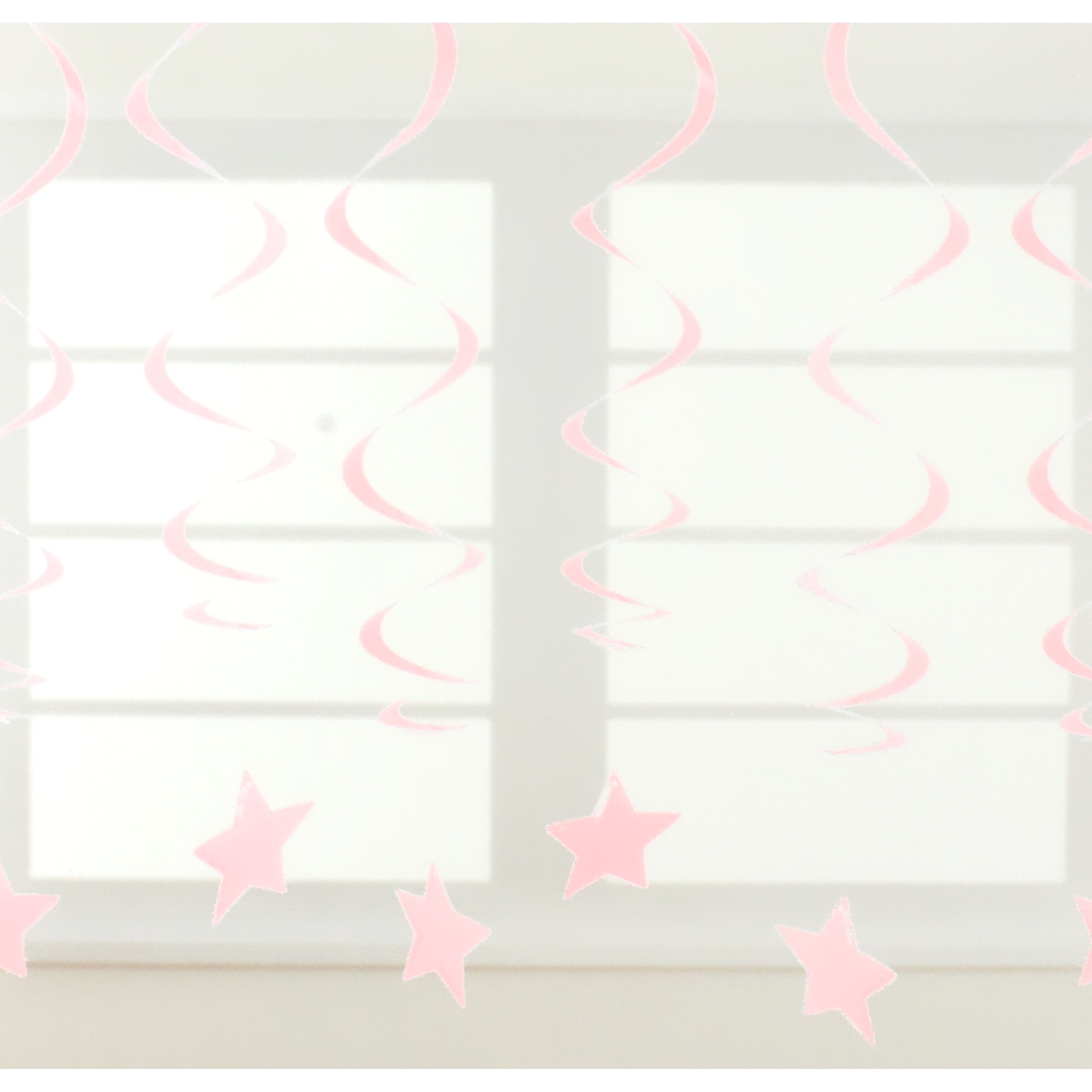 Light Pink Star Hanging Decorations (Pack of 6)