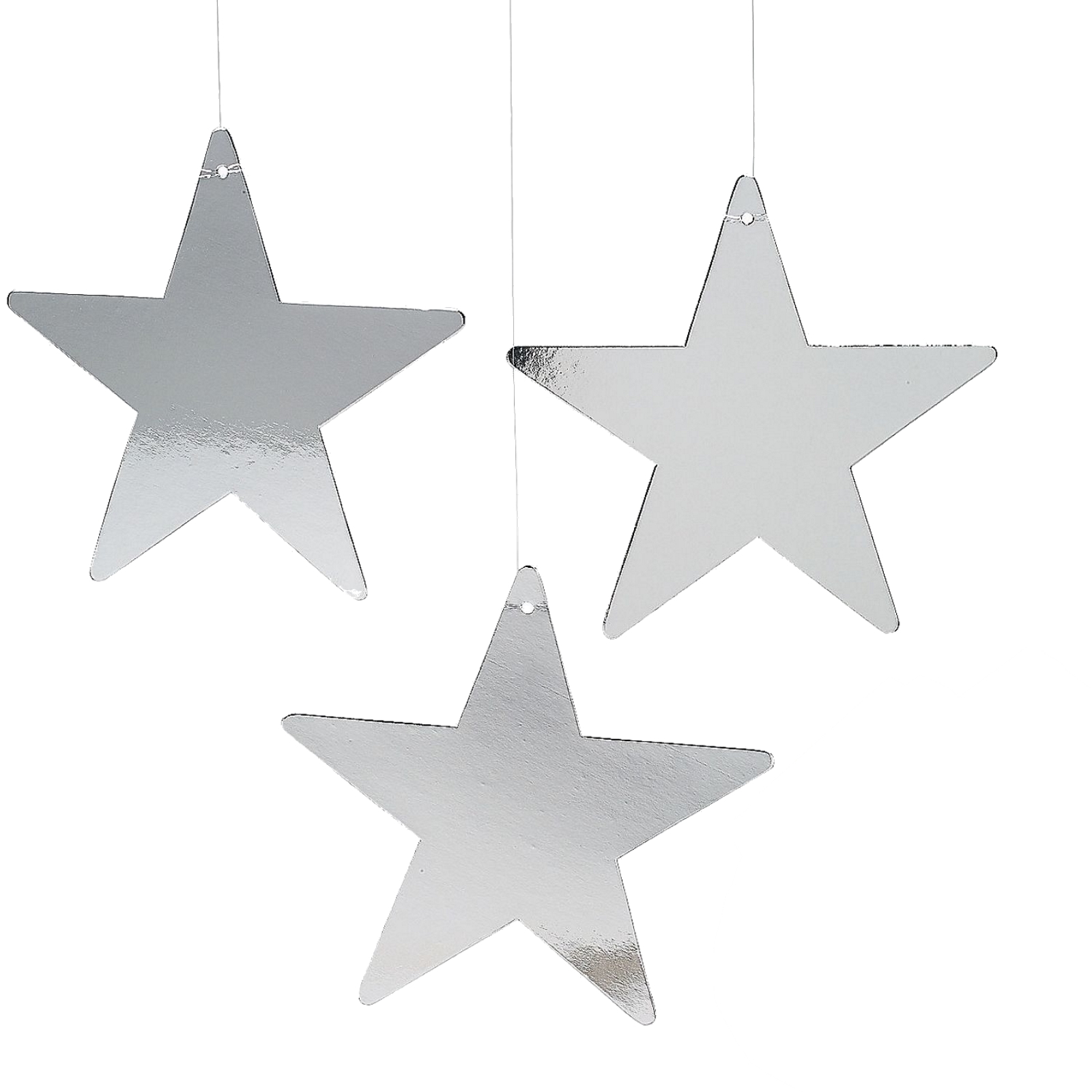 Medium Silver Star Decorations (Pack of 12)